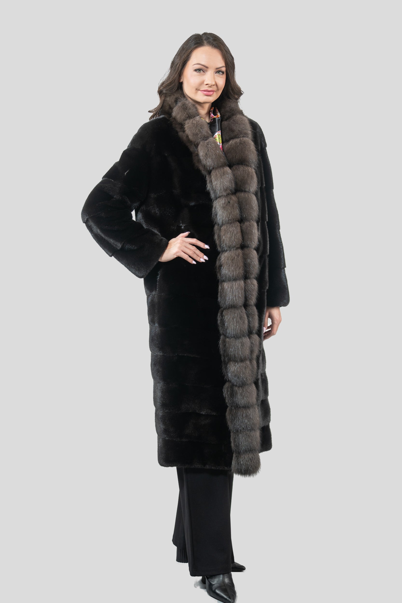 Blackglama Mink Coat With Russian Sable Trim