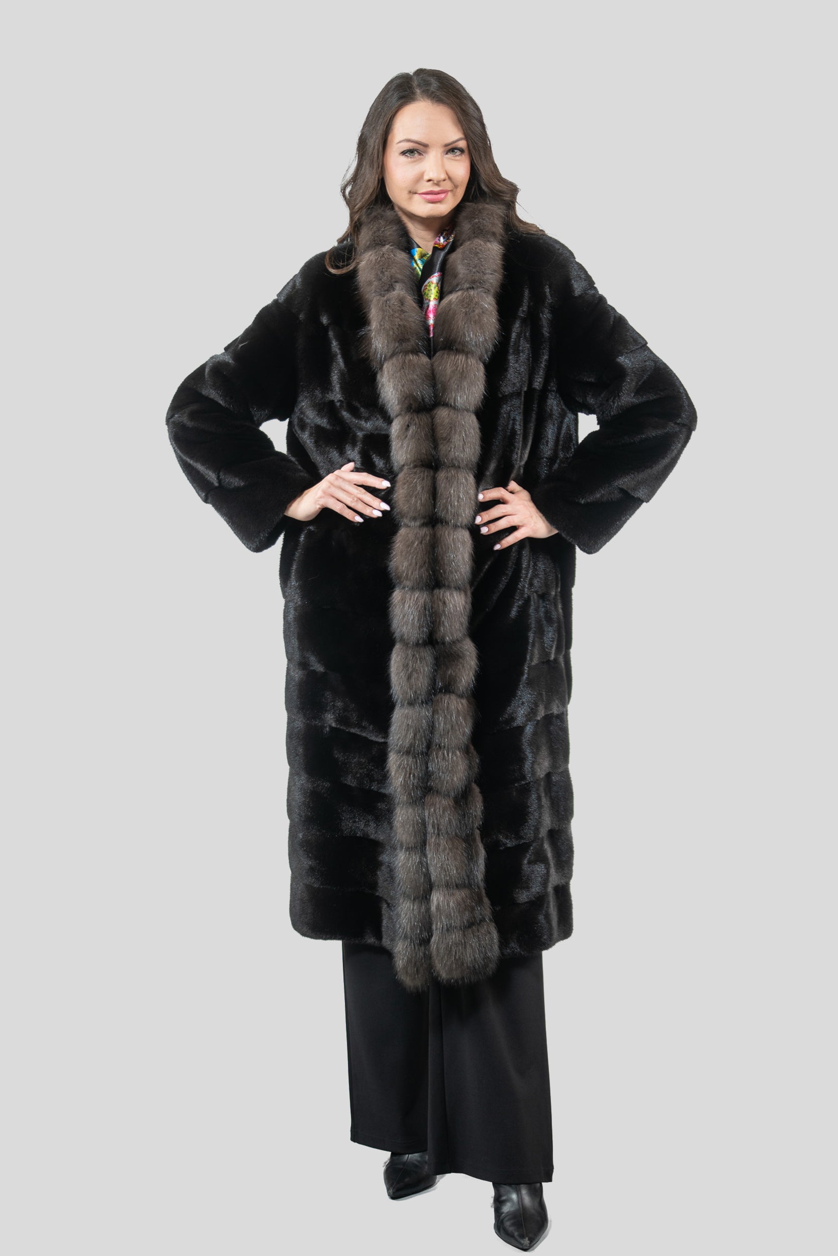 Blackglama Mink Coat With Russian Sable Trim
