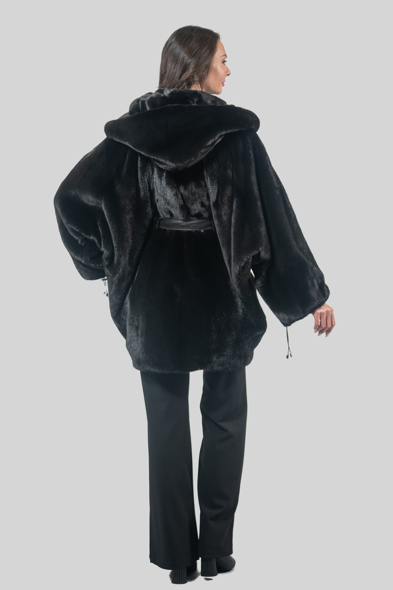 Blackglama Mink Hooded Let-Out Half Coat