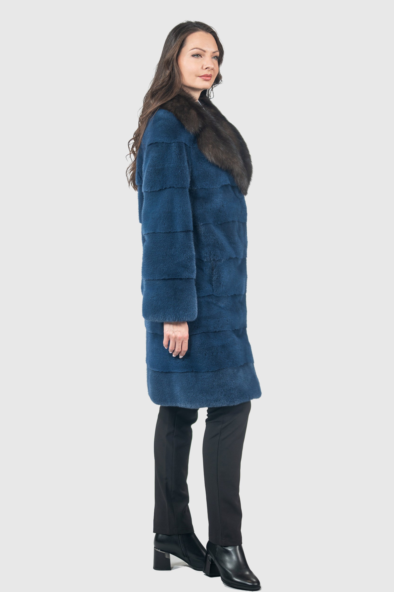 Bluejean Mink Half Coat with Russian Sable Notch Collar