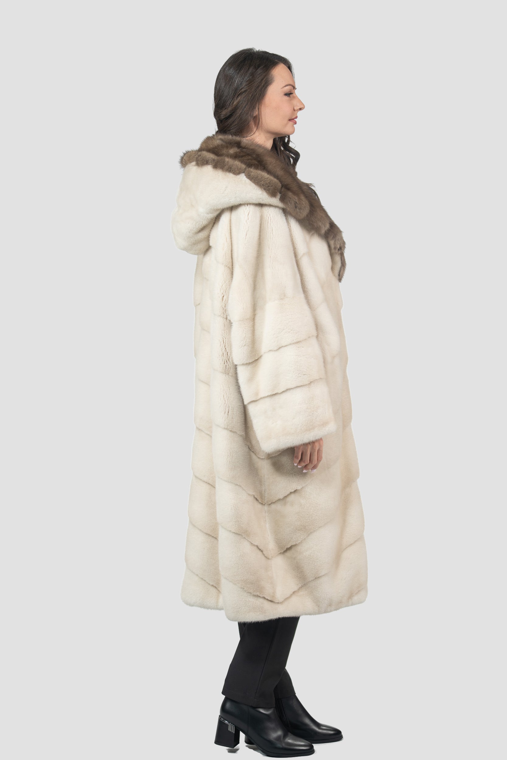 Pearl Mink Coat with Russian Sable Hood