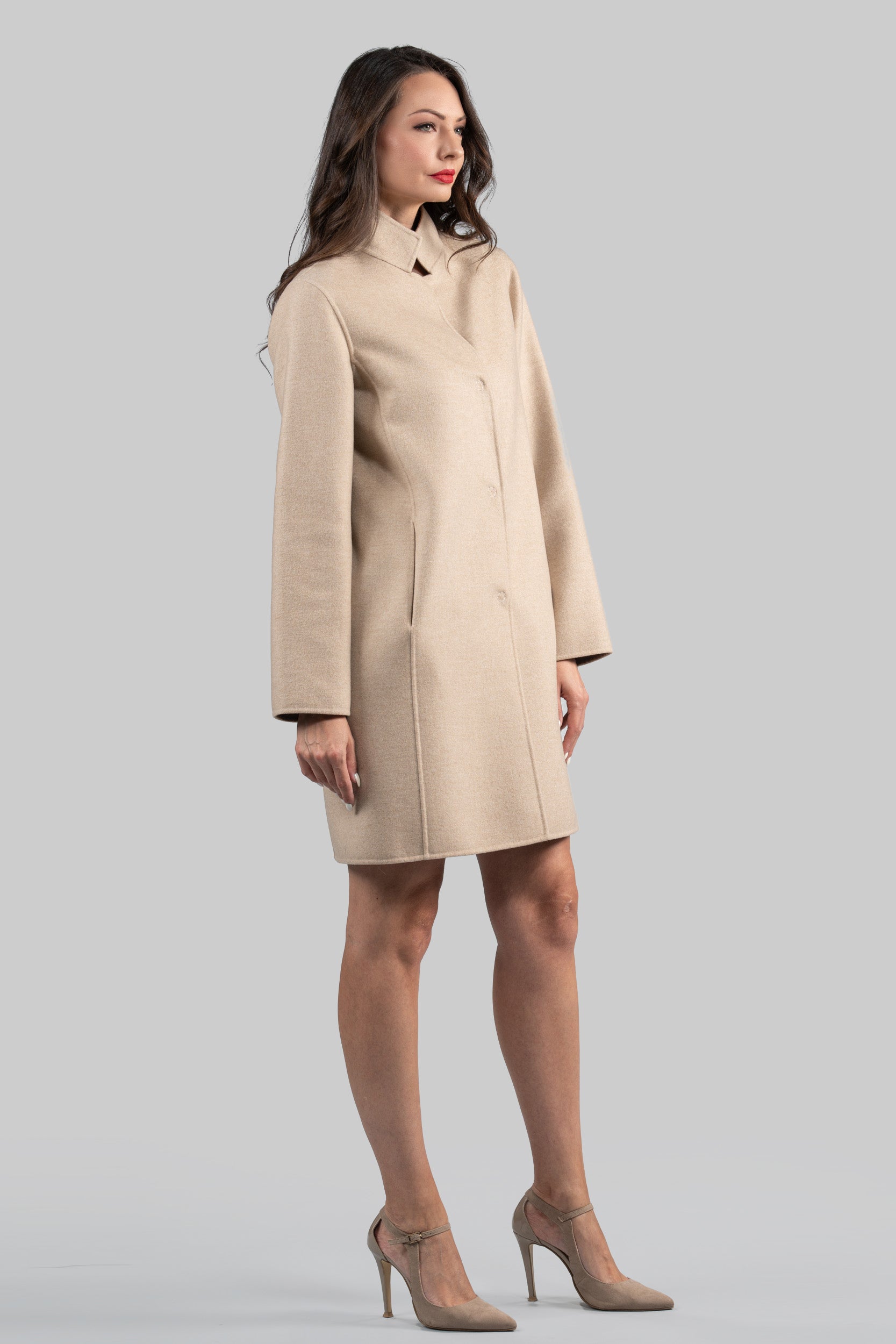 Ecru Cashmere Half Coat