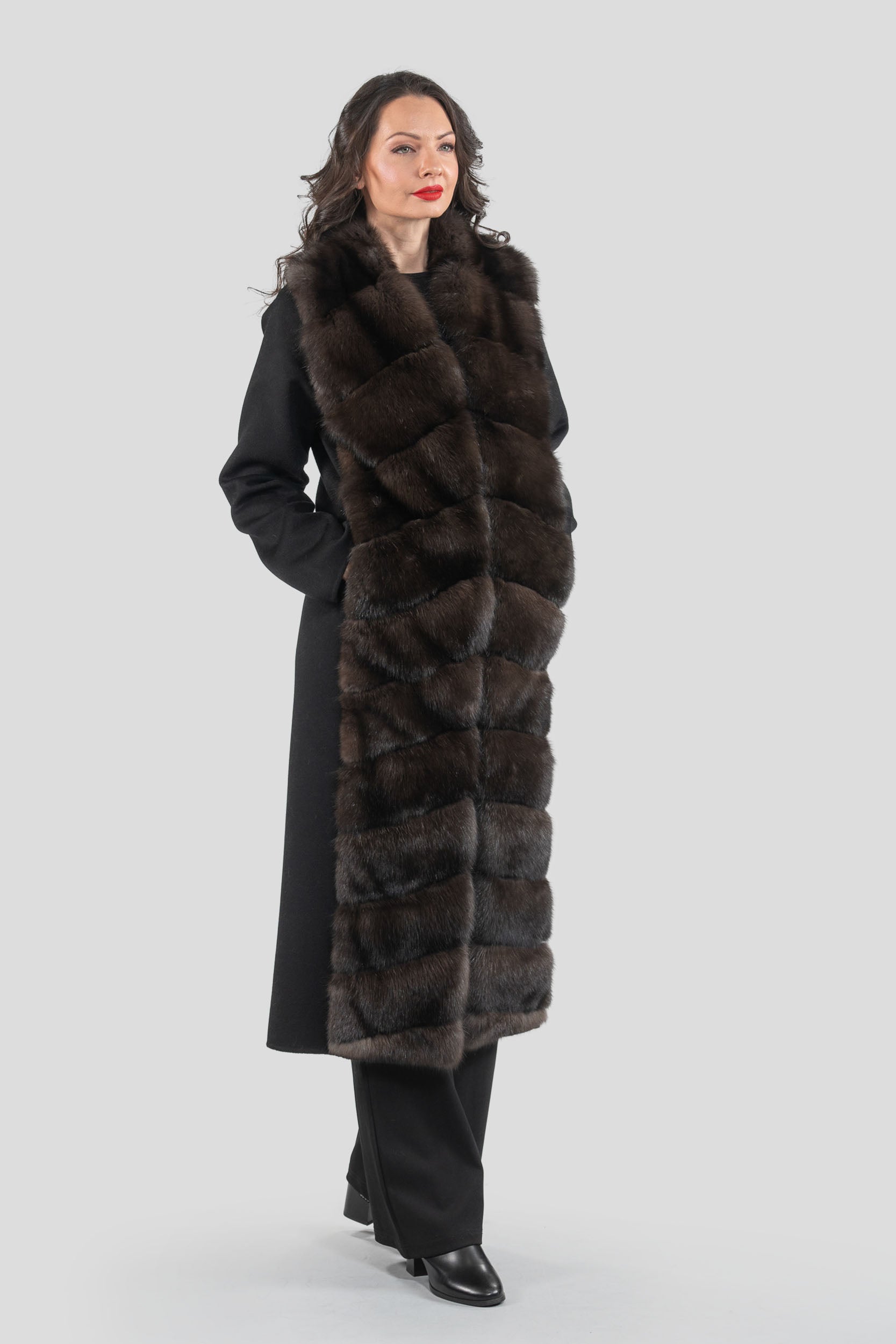 Cashmere Coat with Russian Sable Trim