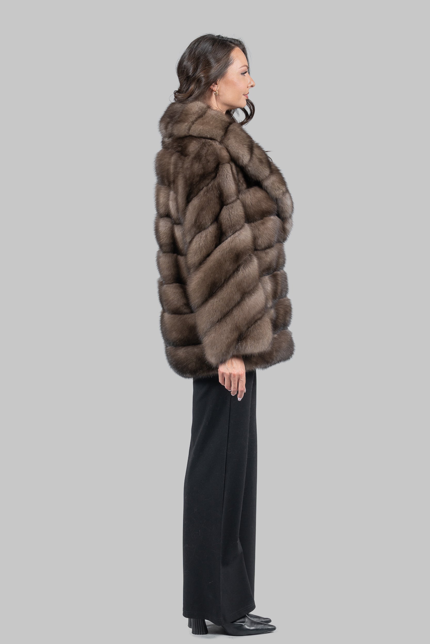 Platino Sable with Shawl Collar Coat