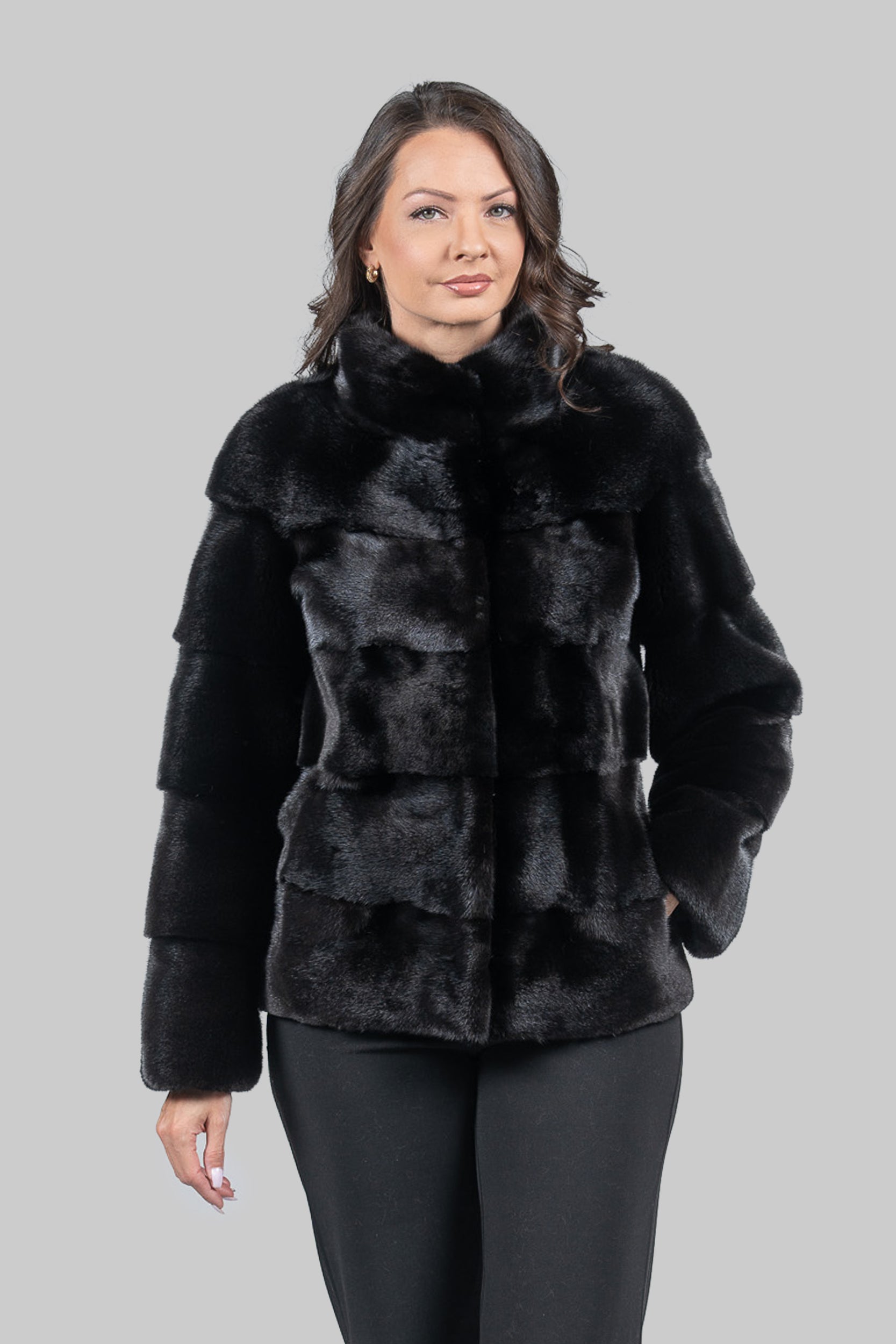 Blackglama Mink Jacket with Stand Collar
