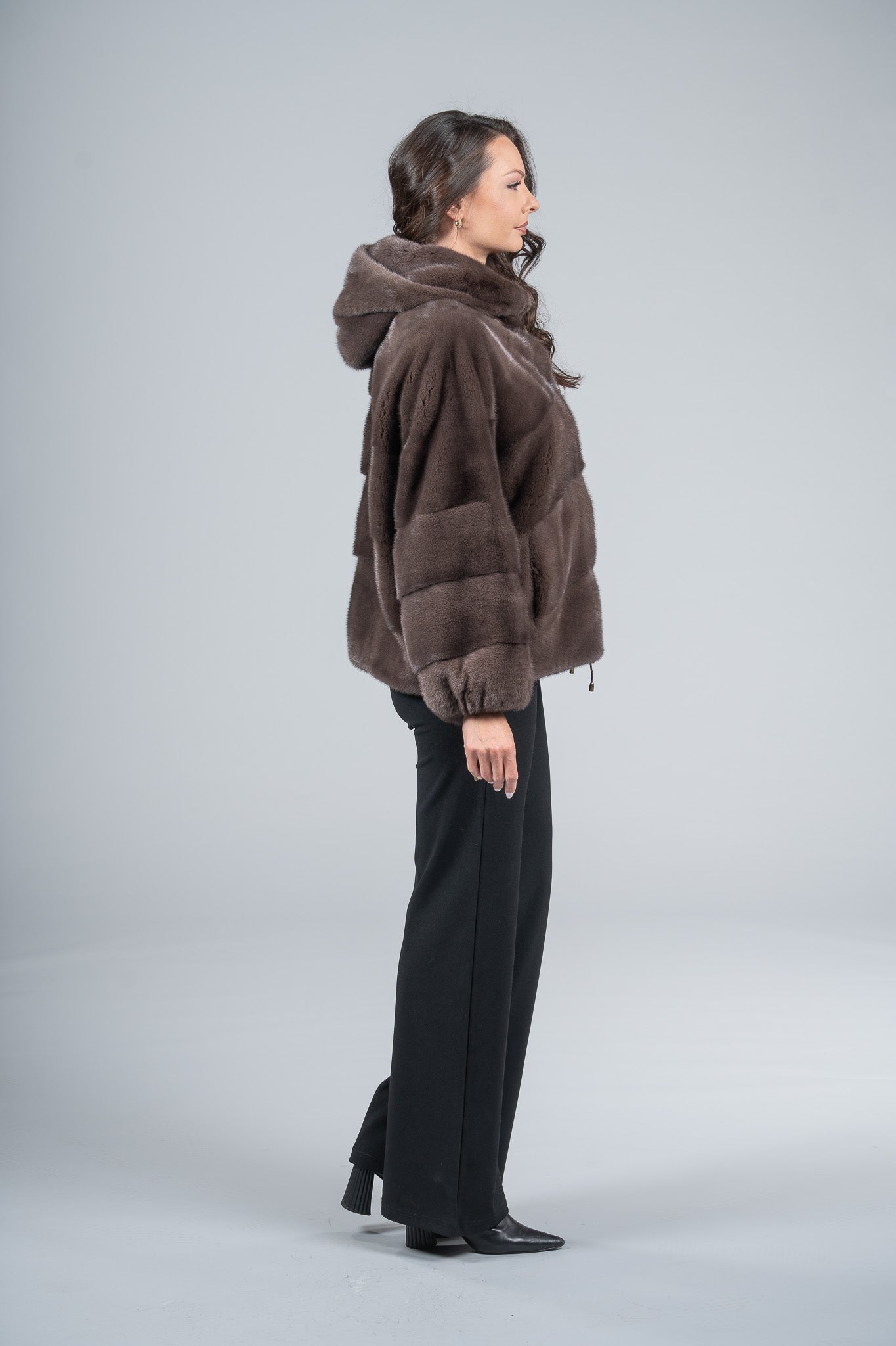 Wood Mink Jacket with Hood
