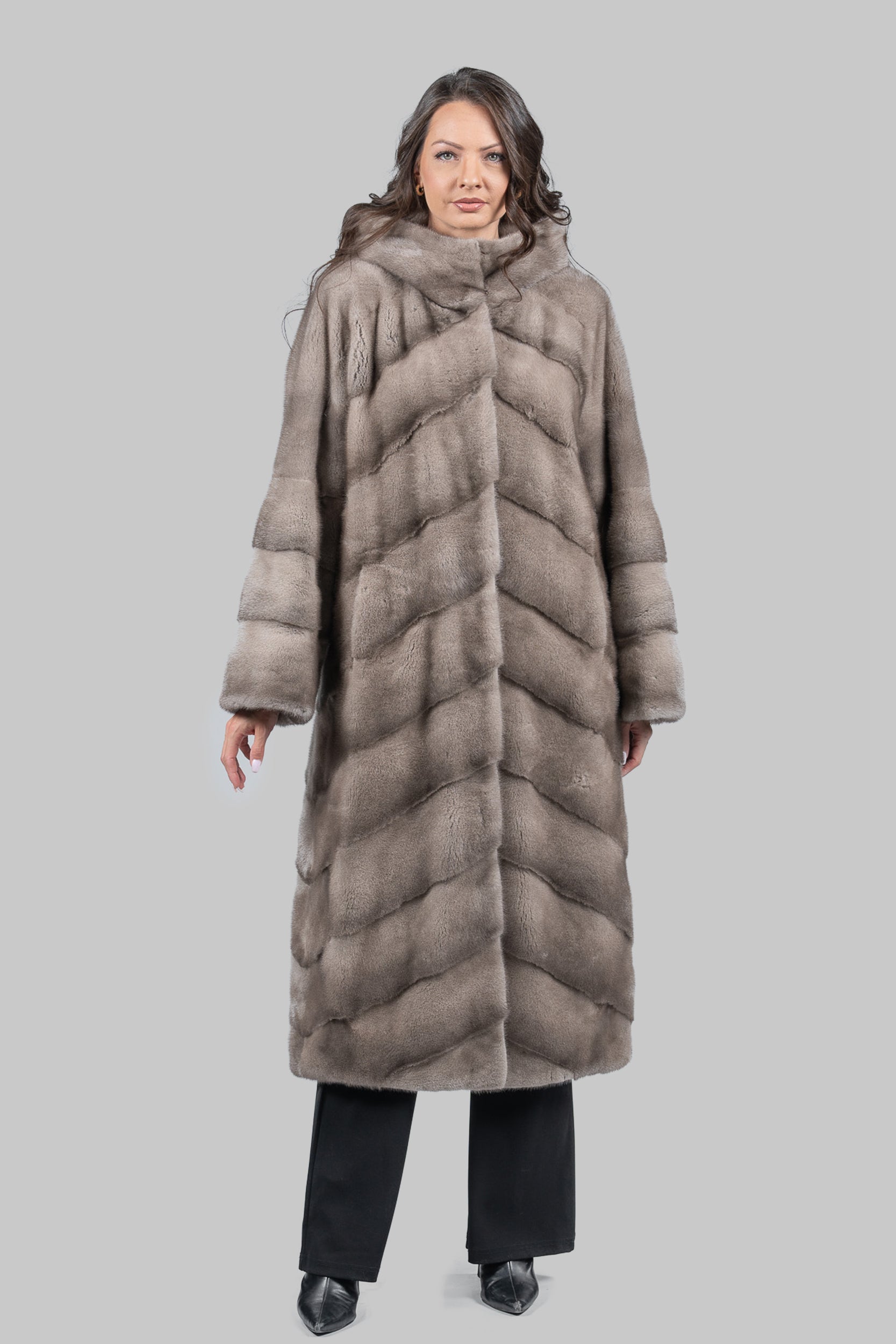 Silver Blue Mink Coat with Hood