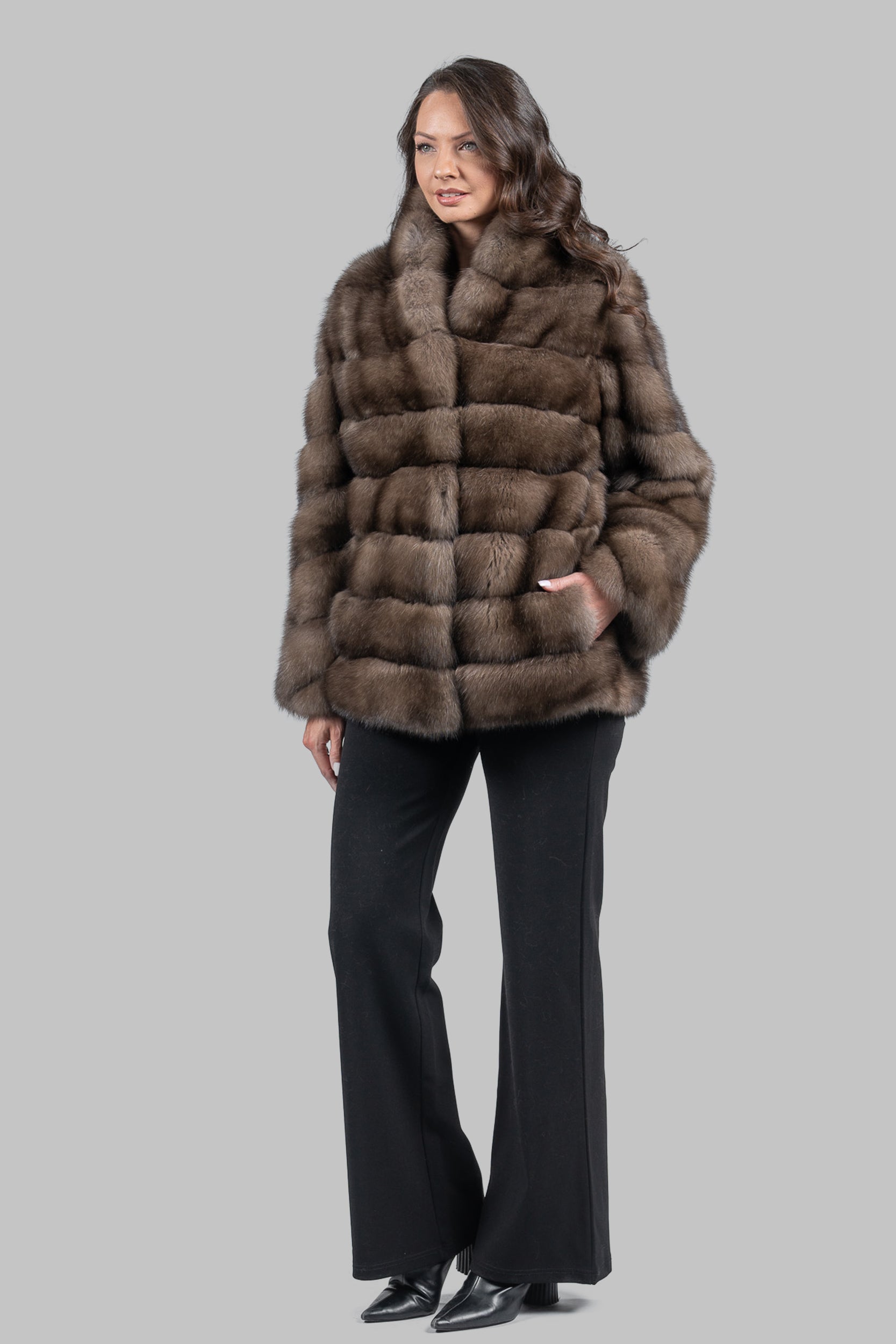 Platino Sable Jacket with Smoking Collar