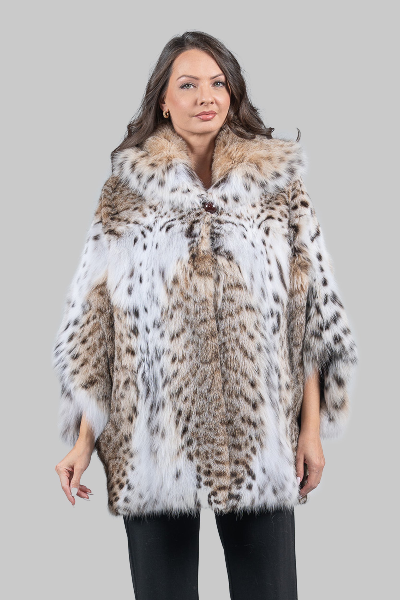 White Bobcat Hooded Cape
