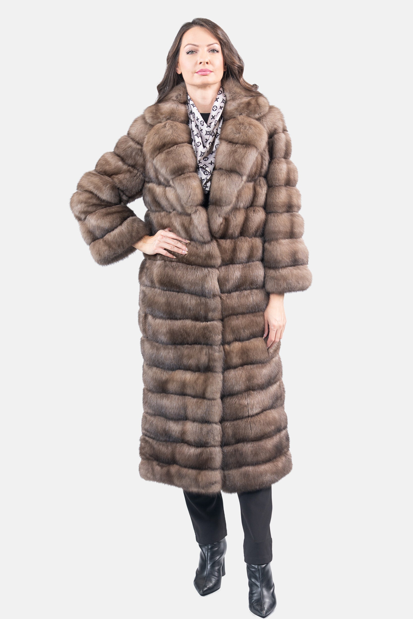 Platino Russian Sable Coat with Shawl Collar