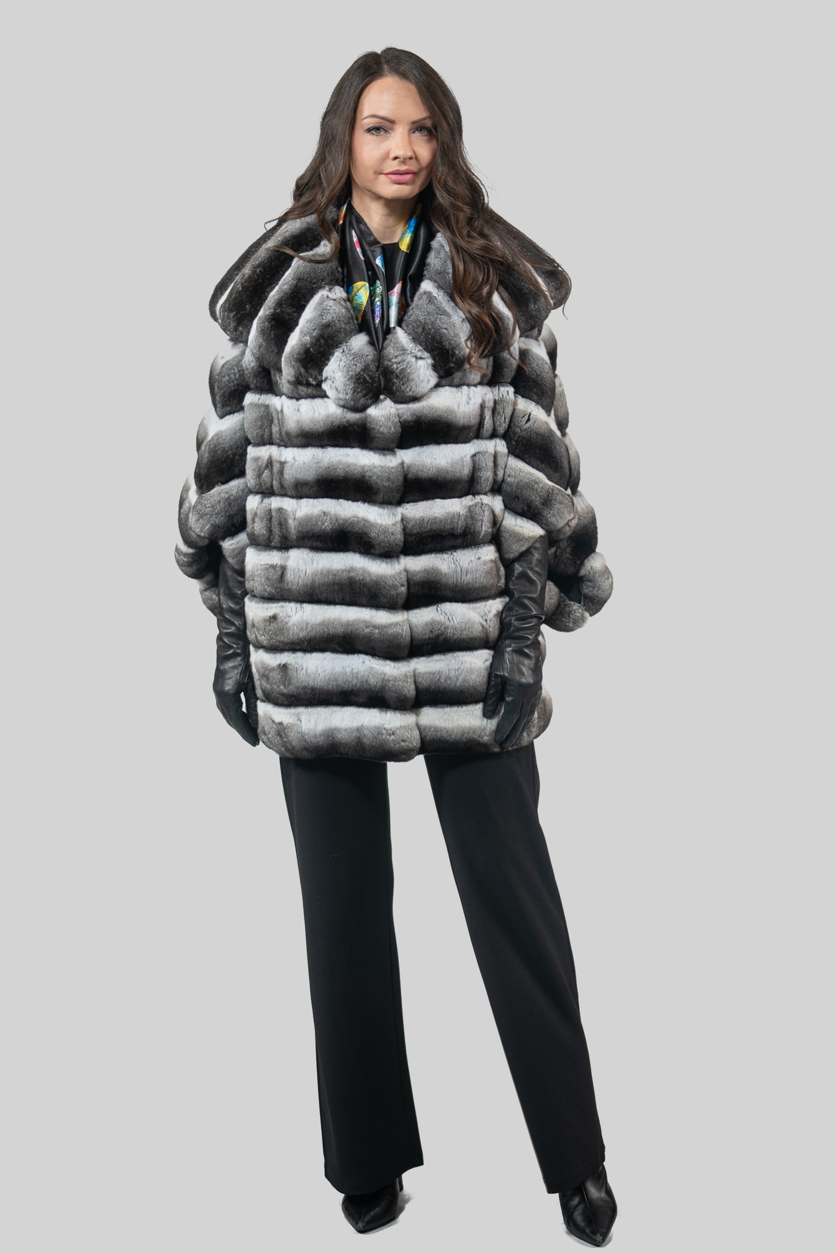 Chinchilla Hooded Cape