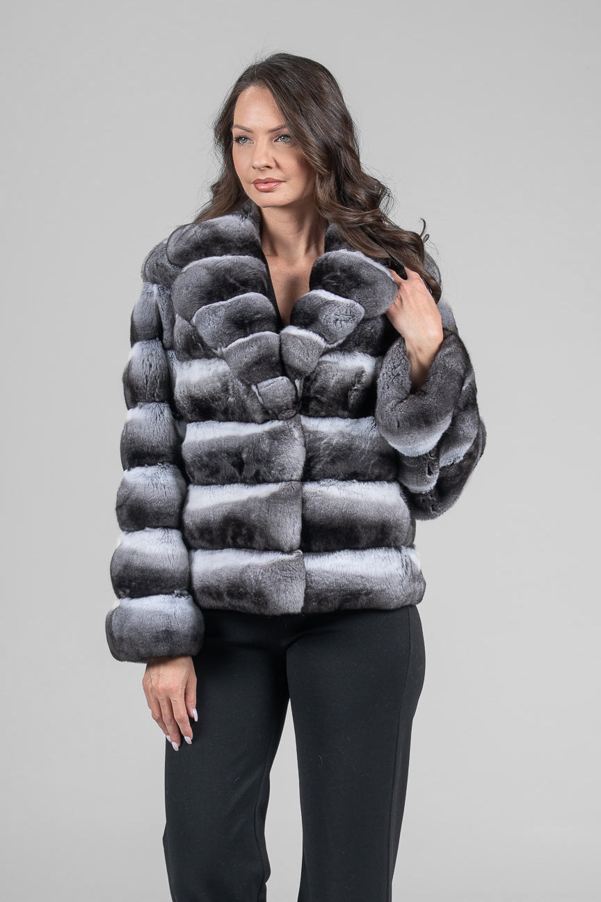 Chinchilla Jacket with Notch Collar