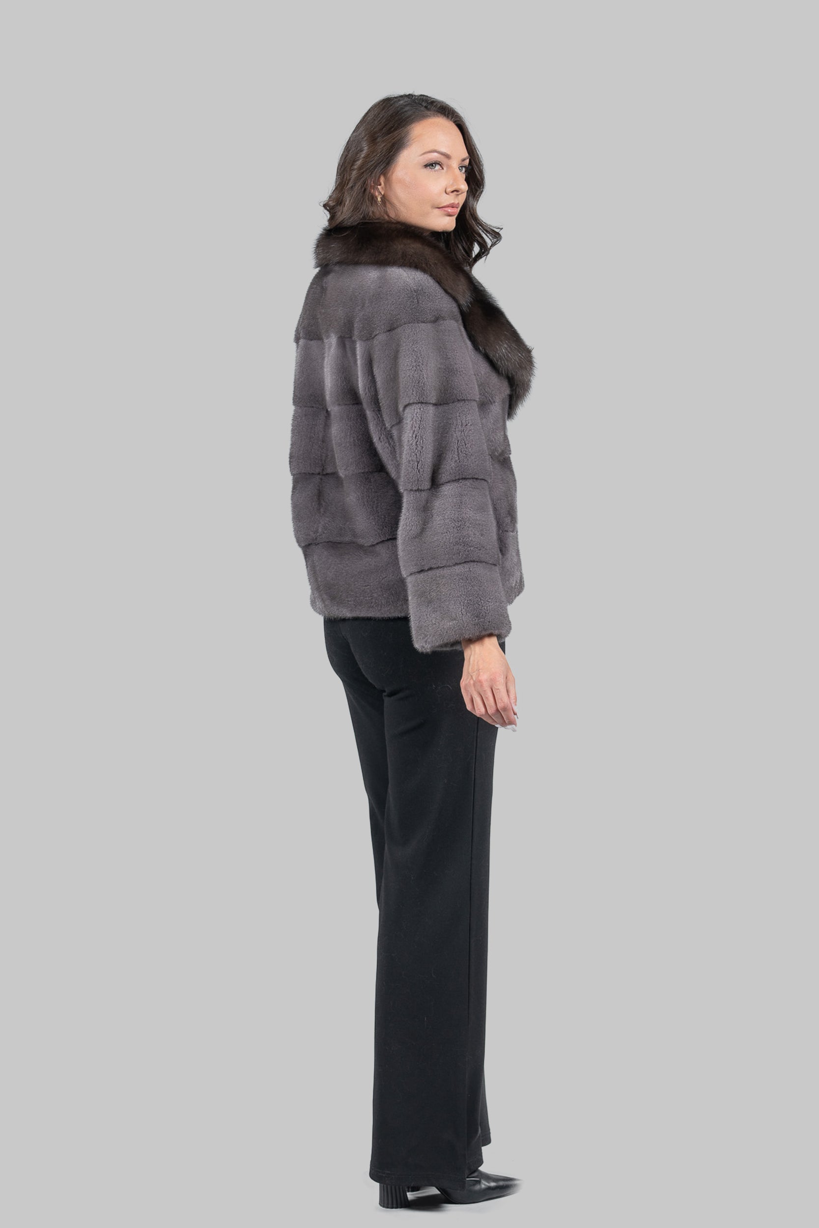 Grey Moon Mink Jacket with Russian Sable Collar
