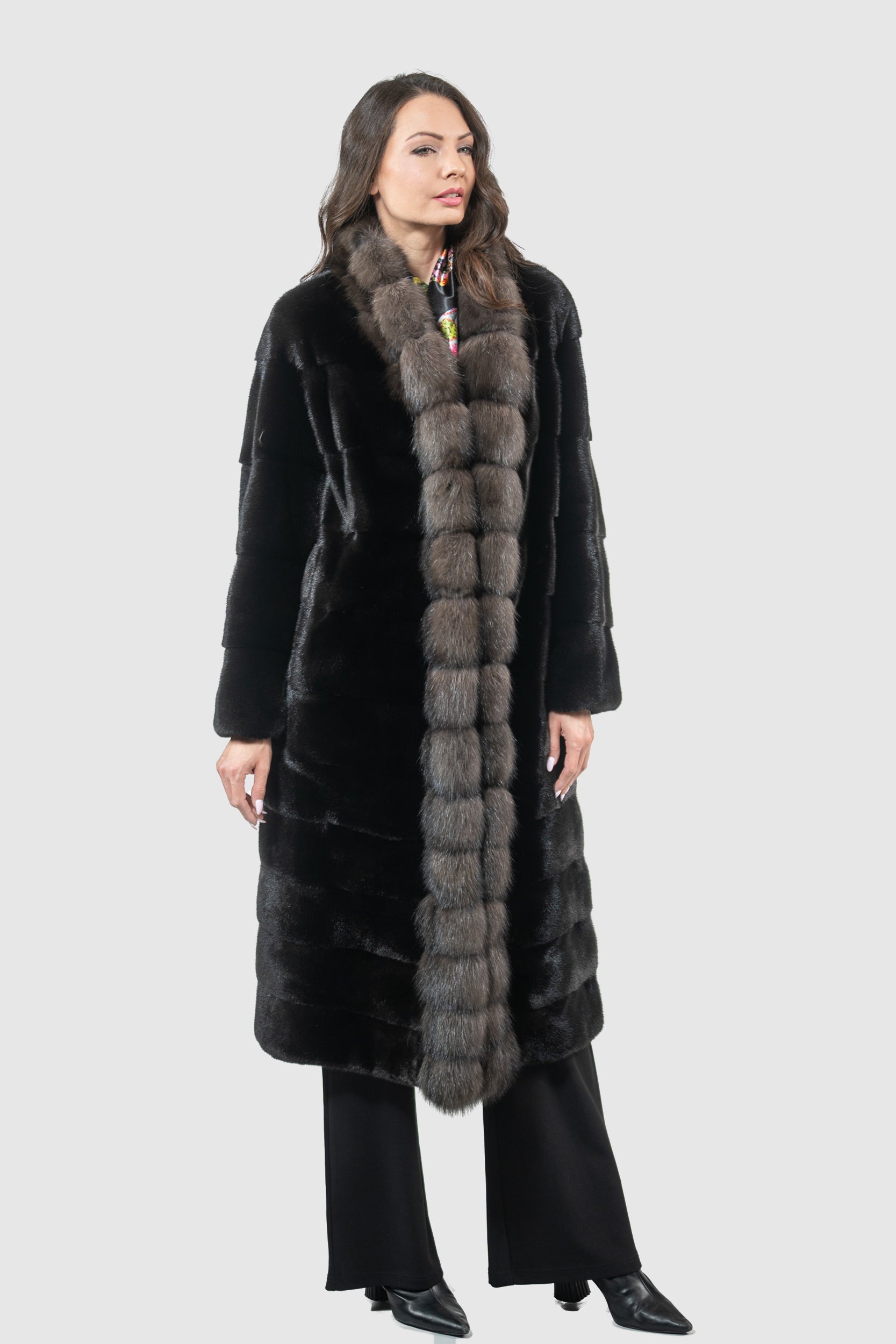 Blackglama Mink Coat With Russian Sable Trim
