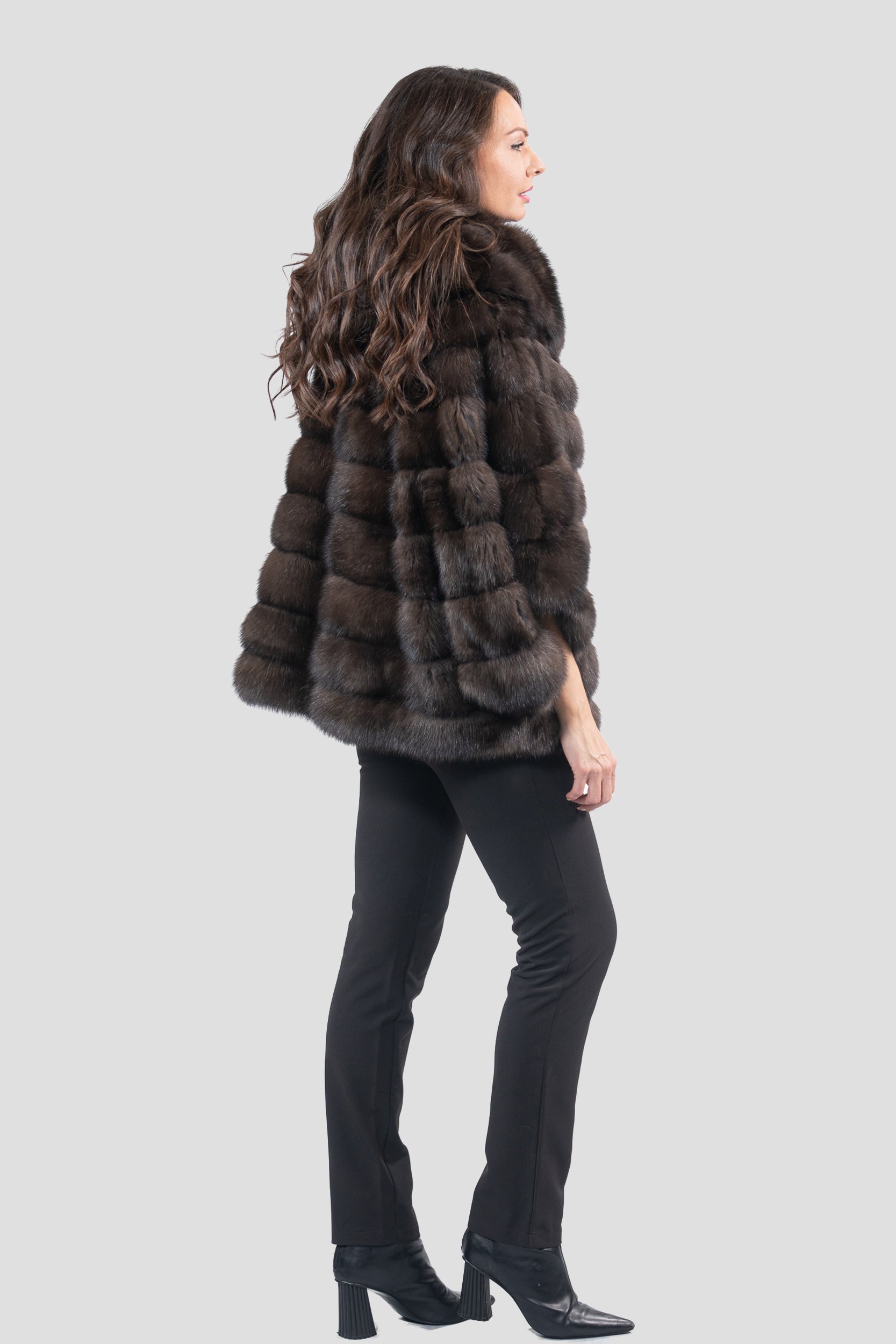 Dark Hooded Russian Sable Cape