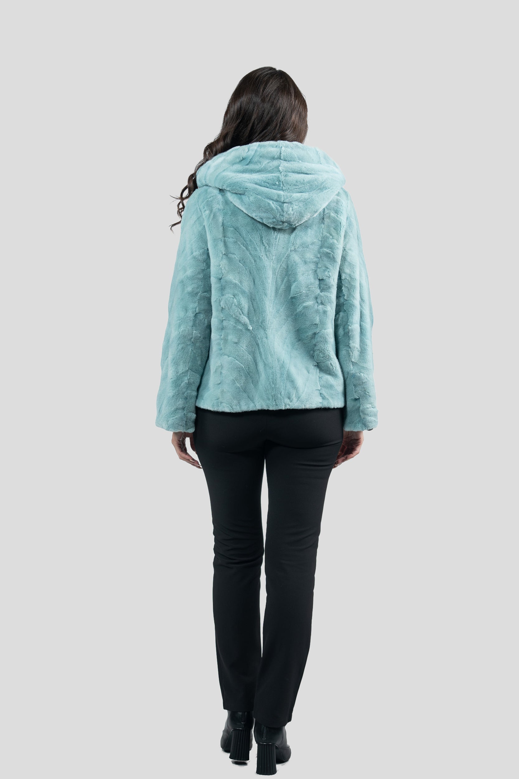 Mint Mink Pieced Hooded Jacket