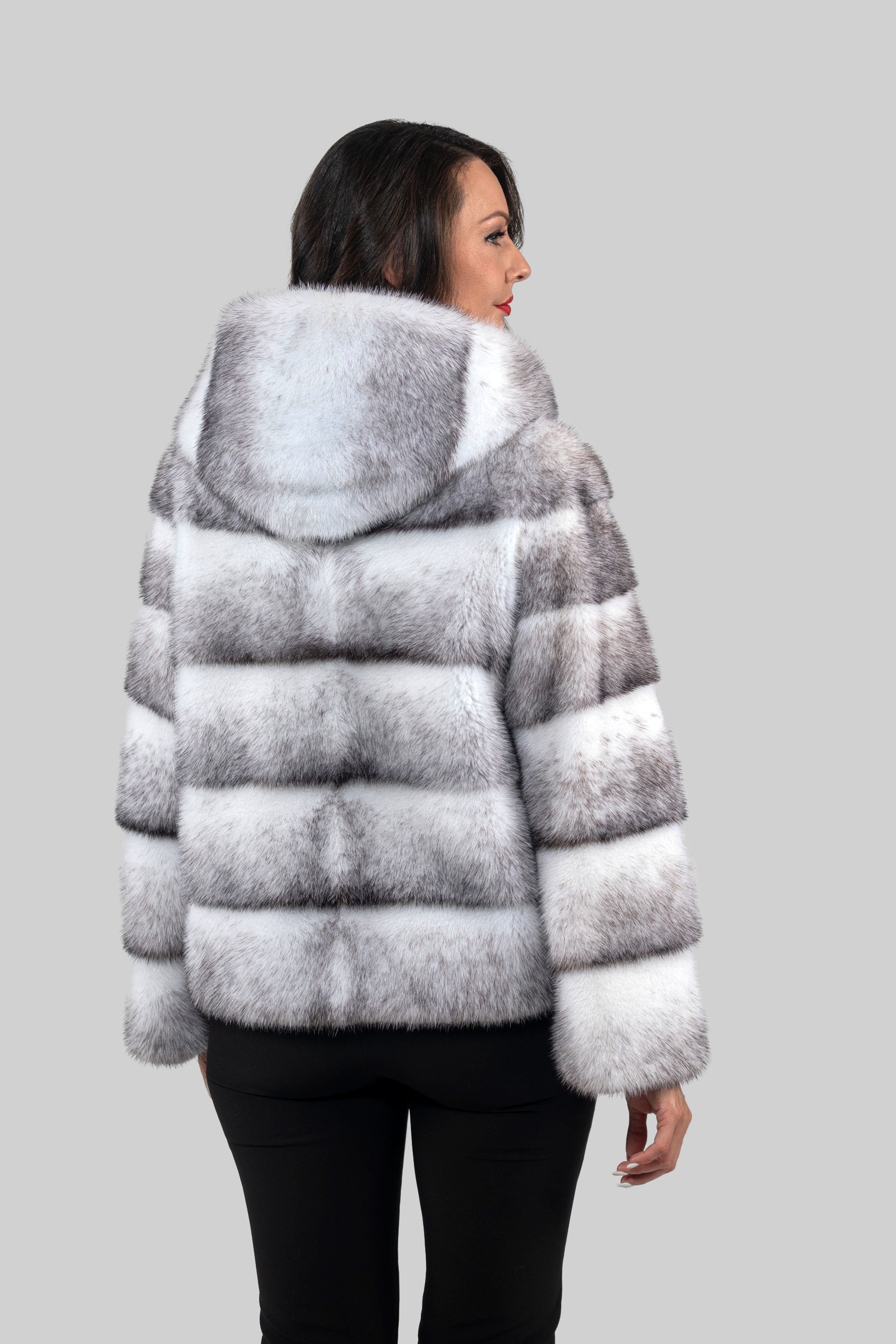 Blackcross Mink Jacket with Stand Collar and Zipper