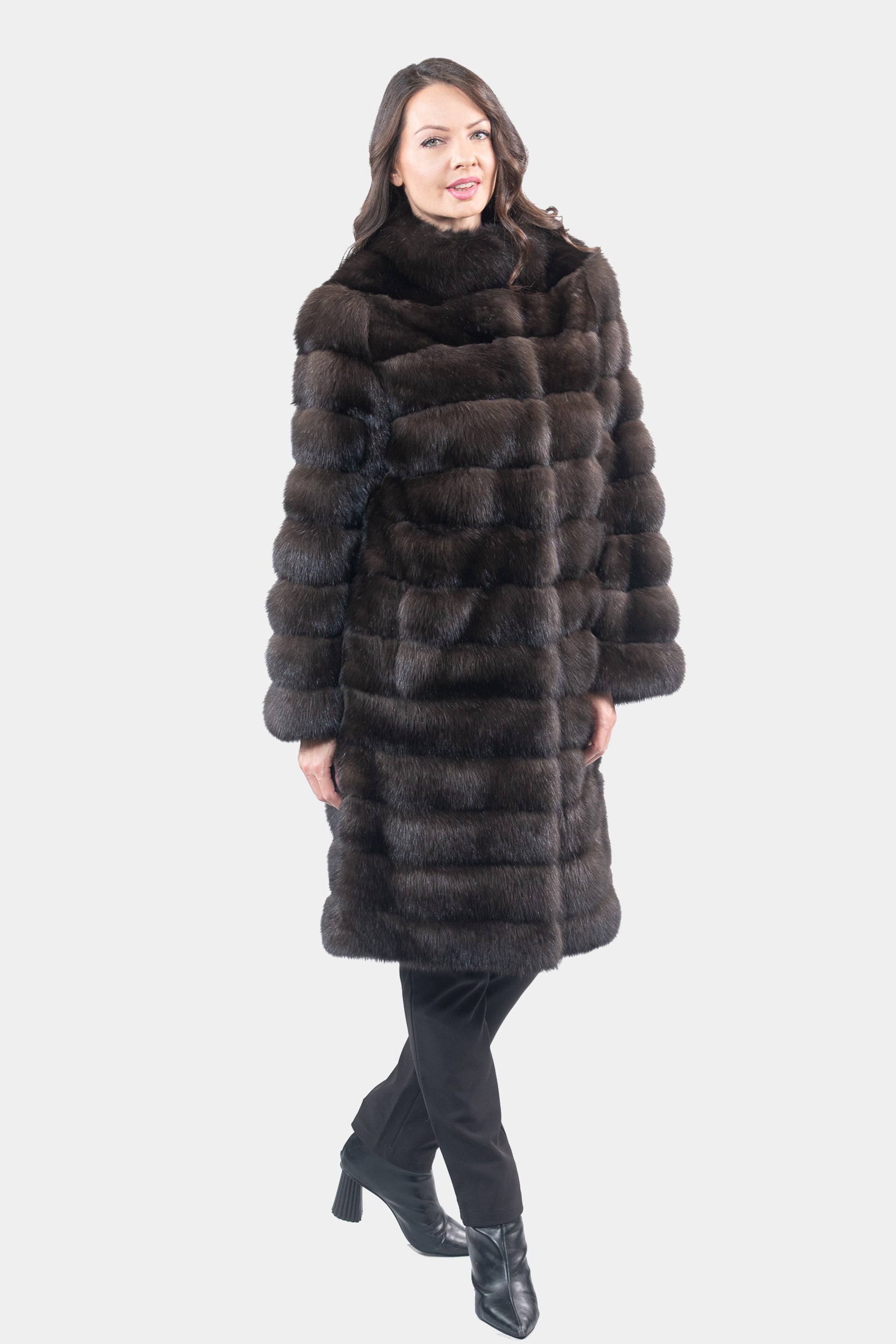 Reversible Dark Russian Sable Half Coat with Stand Collar