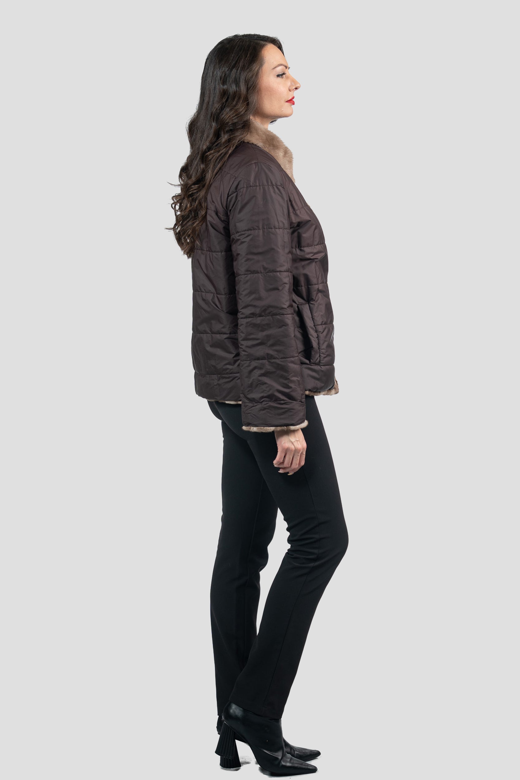 Reversible Pastel Mink Pieced Jacket