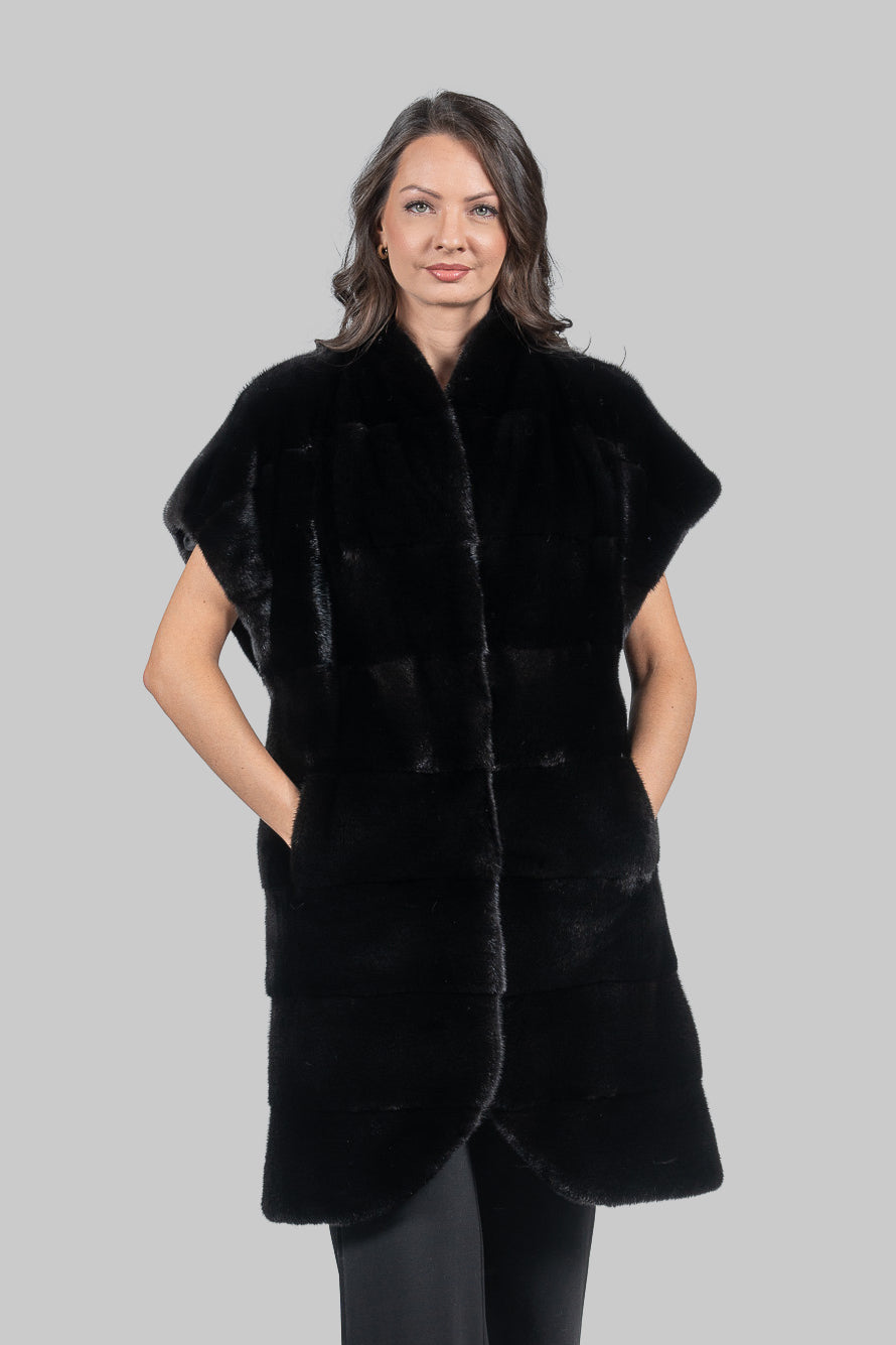 Collarless Blackglama Mink Vest
