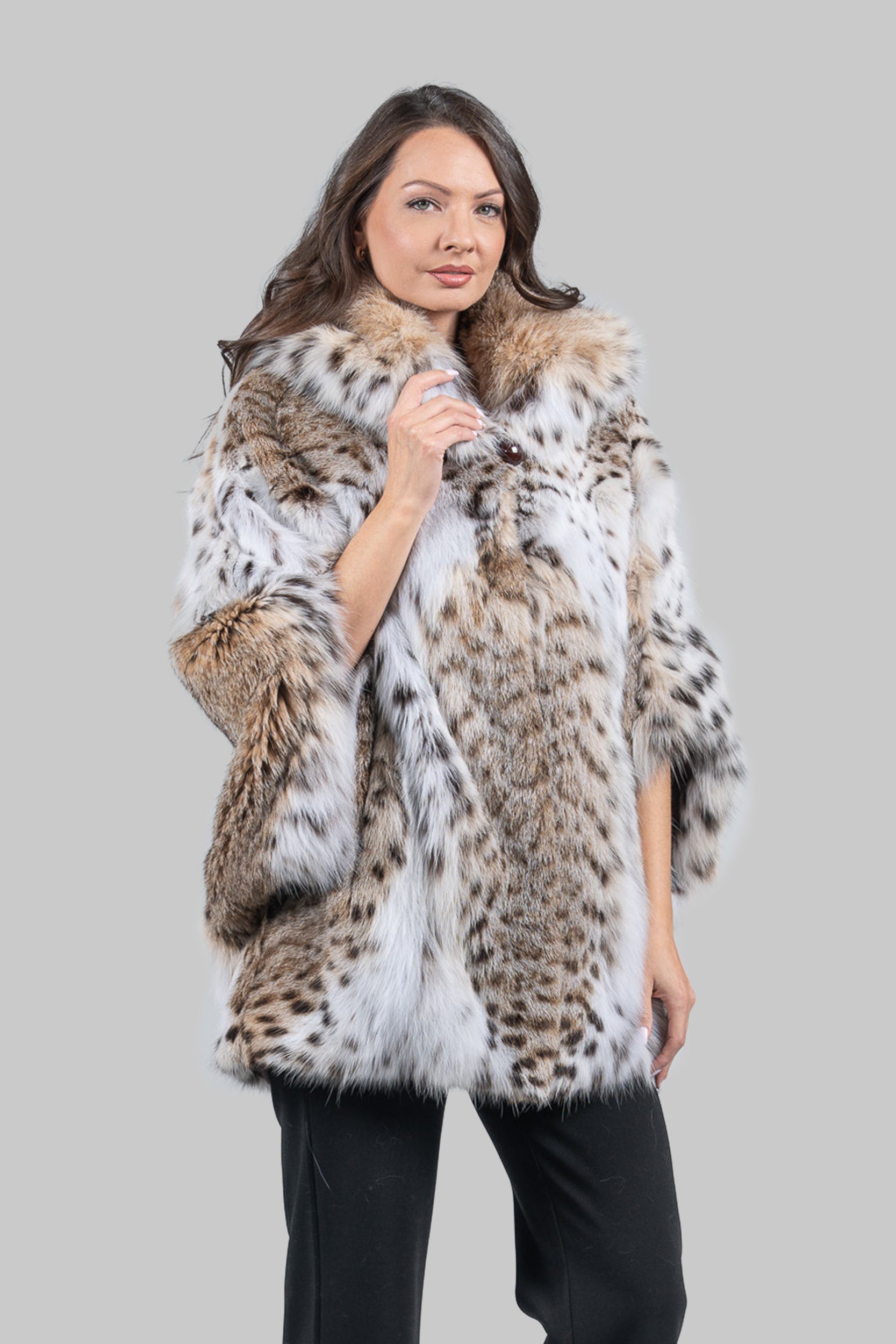 White Bobcat Hooded Cape