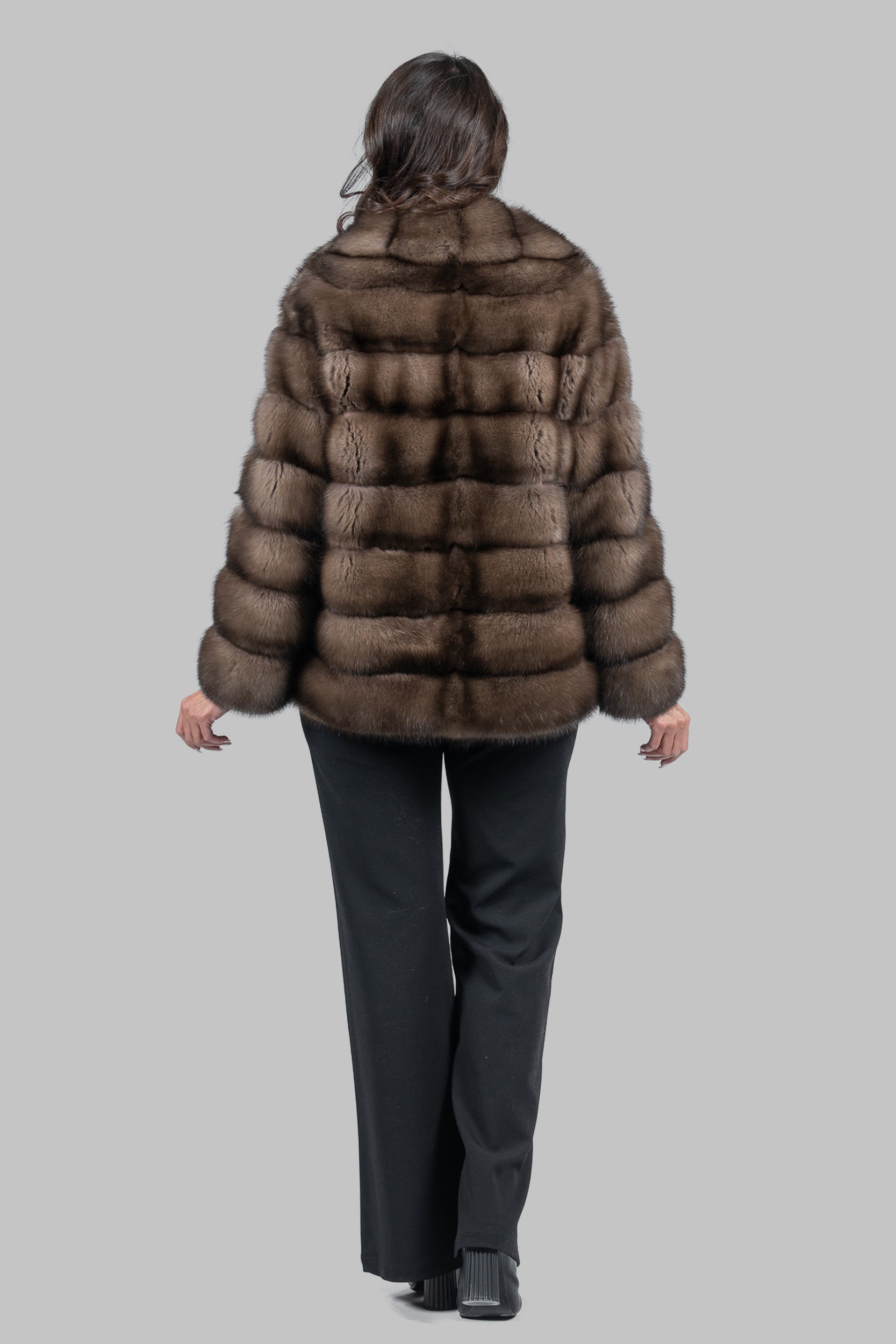Sable Fur Jacket with Notch Collar