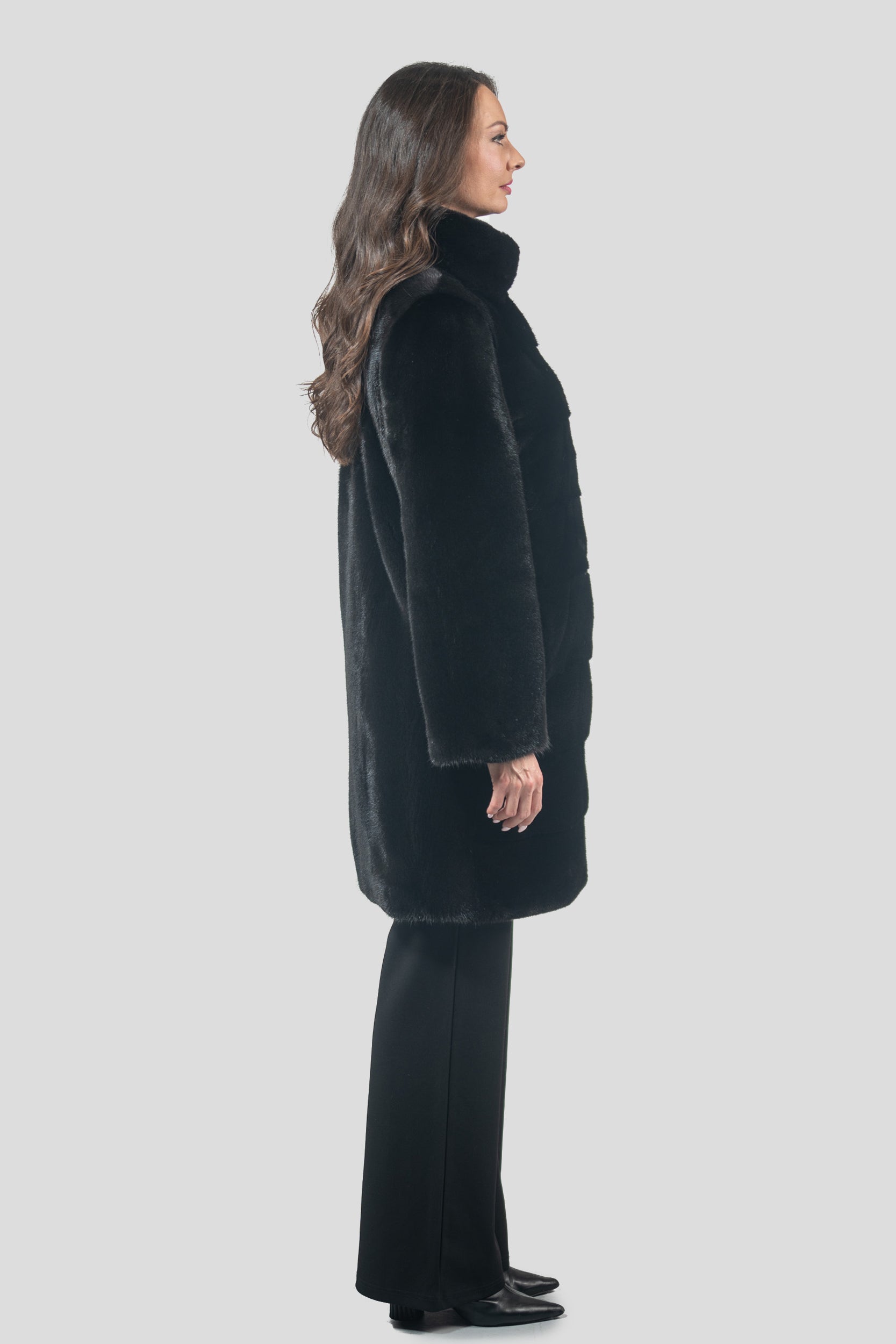 Blackglama Mink Half Coat With Stand Collar & Let Out Back