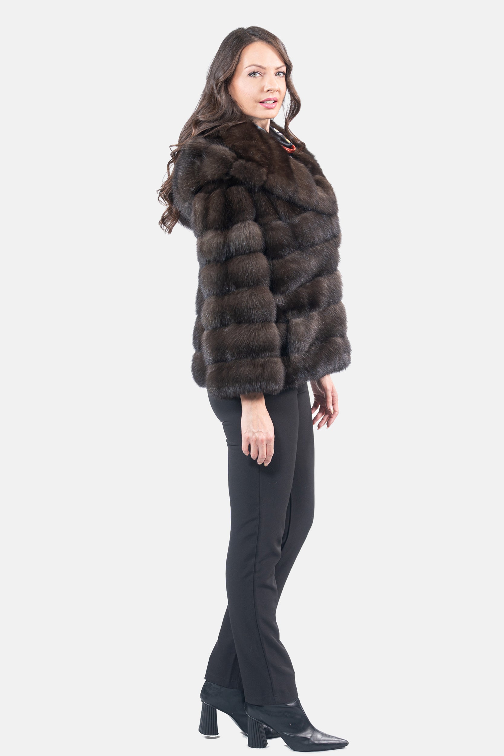 Dark Russian Sable Jacket with Hood