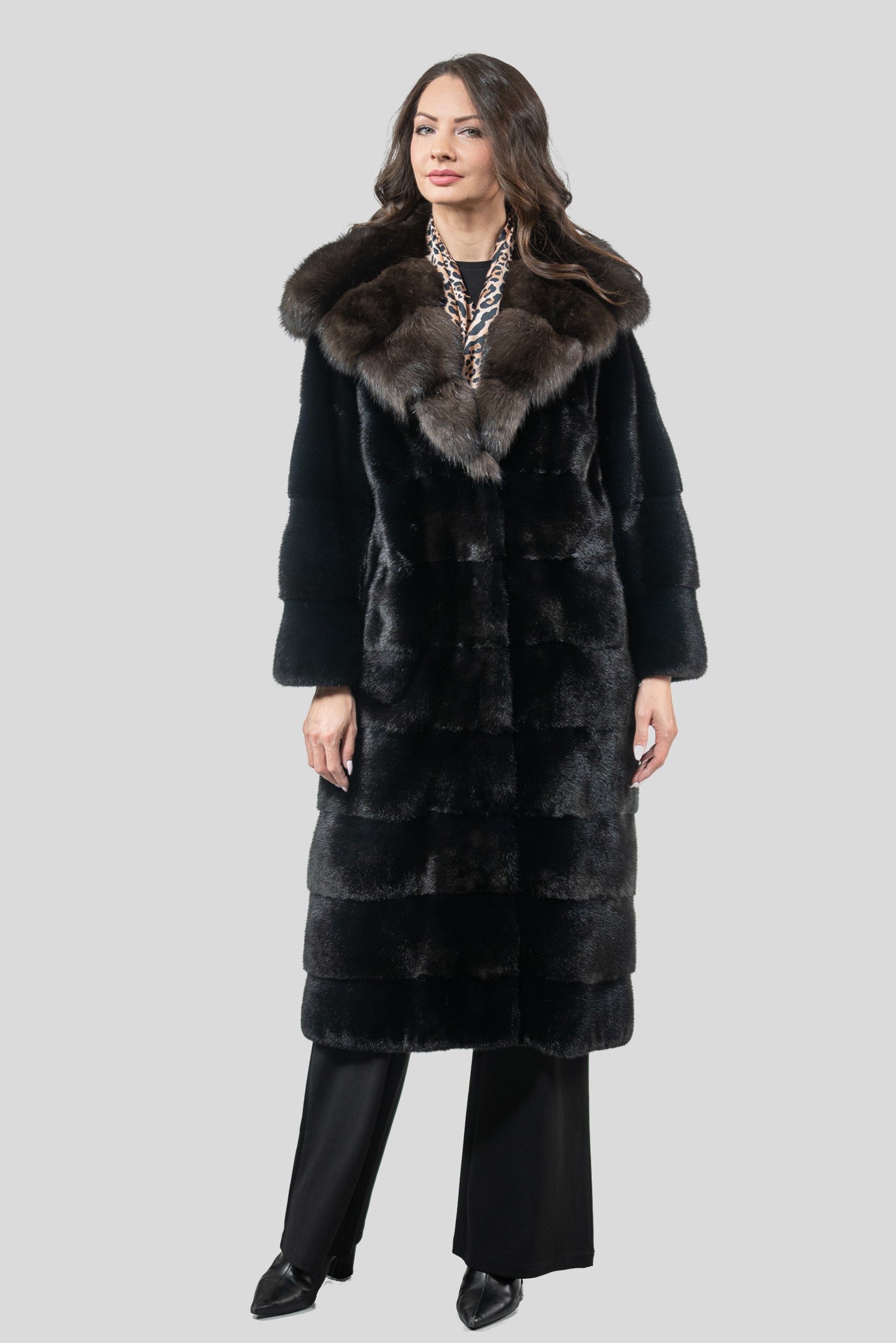 Blackgalama Mink Coat With Russian Sable Hood