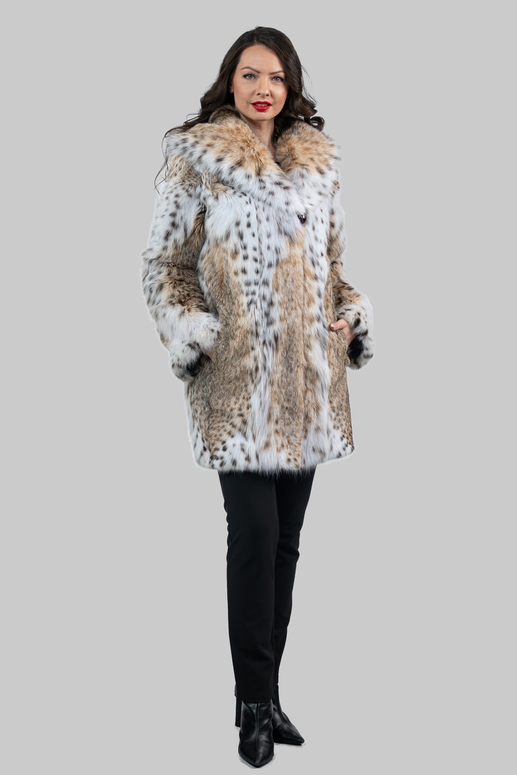 Bobcat Hooded Half Coat