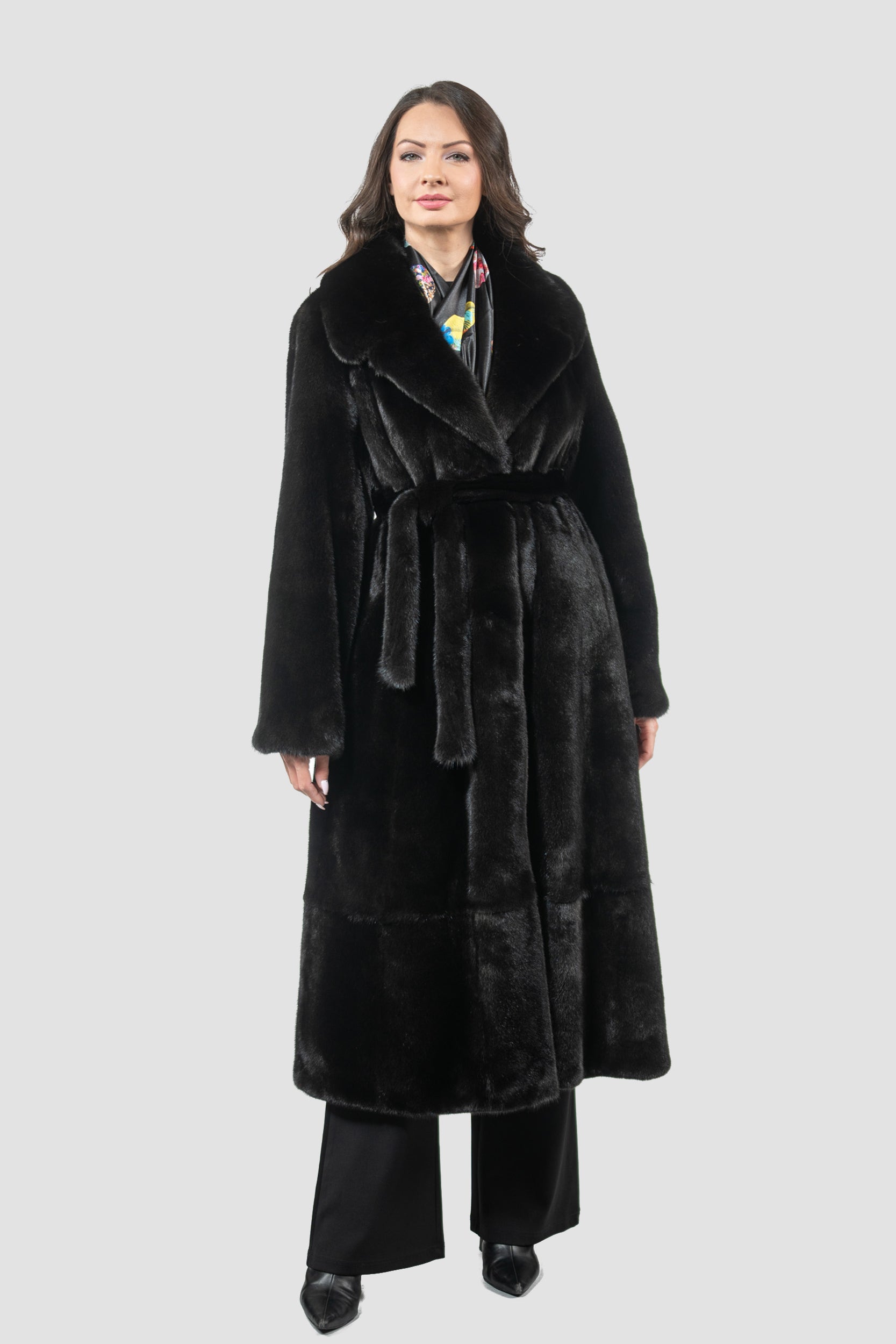 Blackgalama Mink Coat with Notch Collar