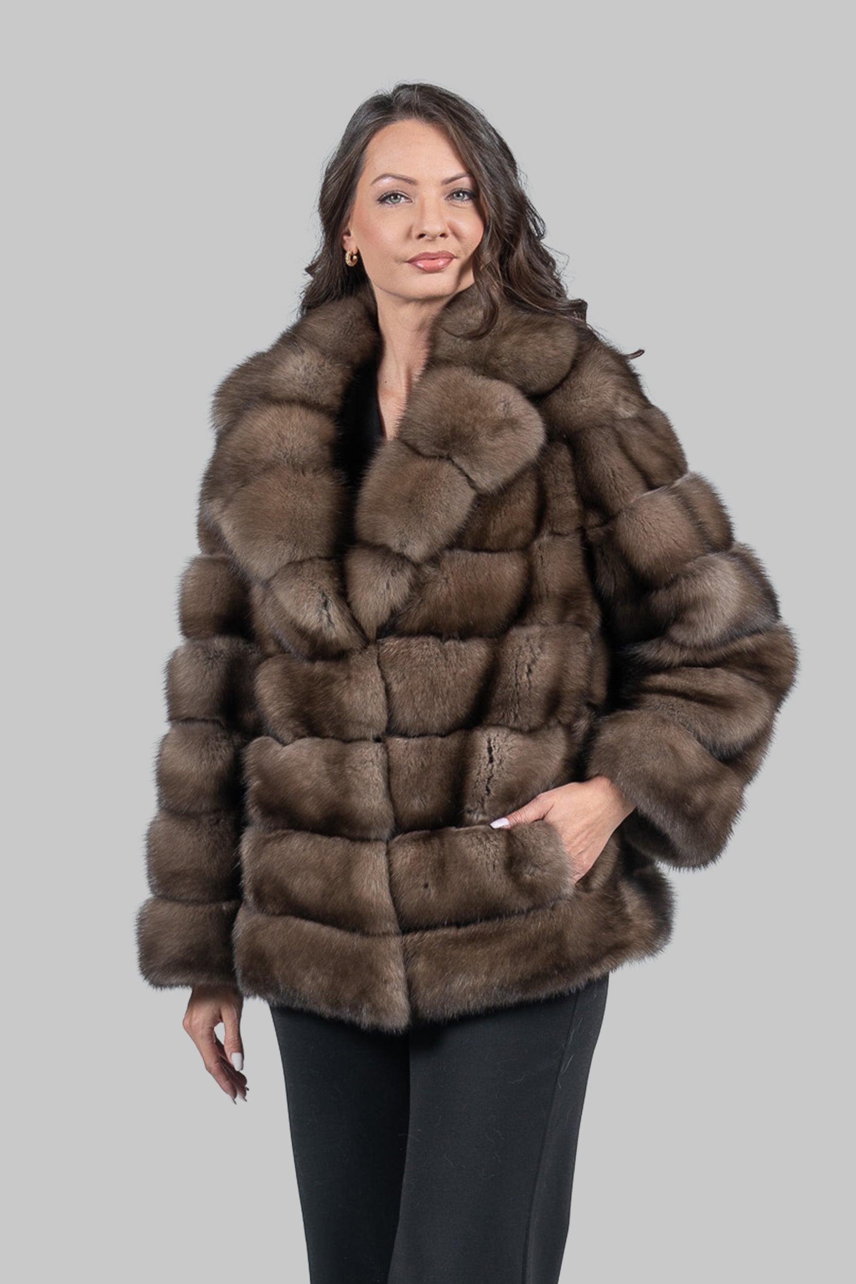Sable Fur Jacket with Notch Collar