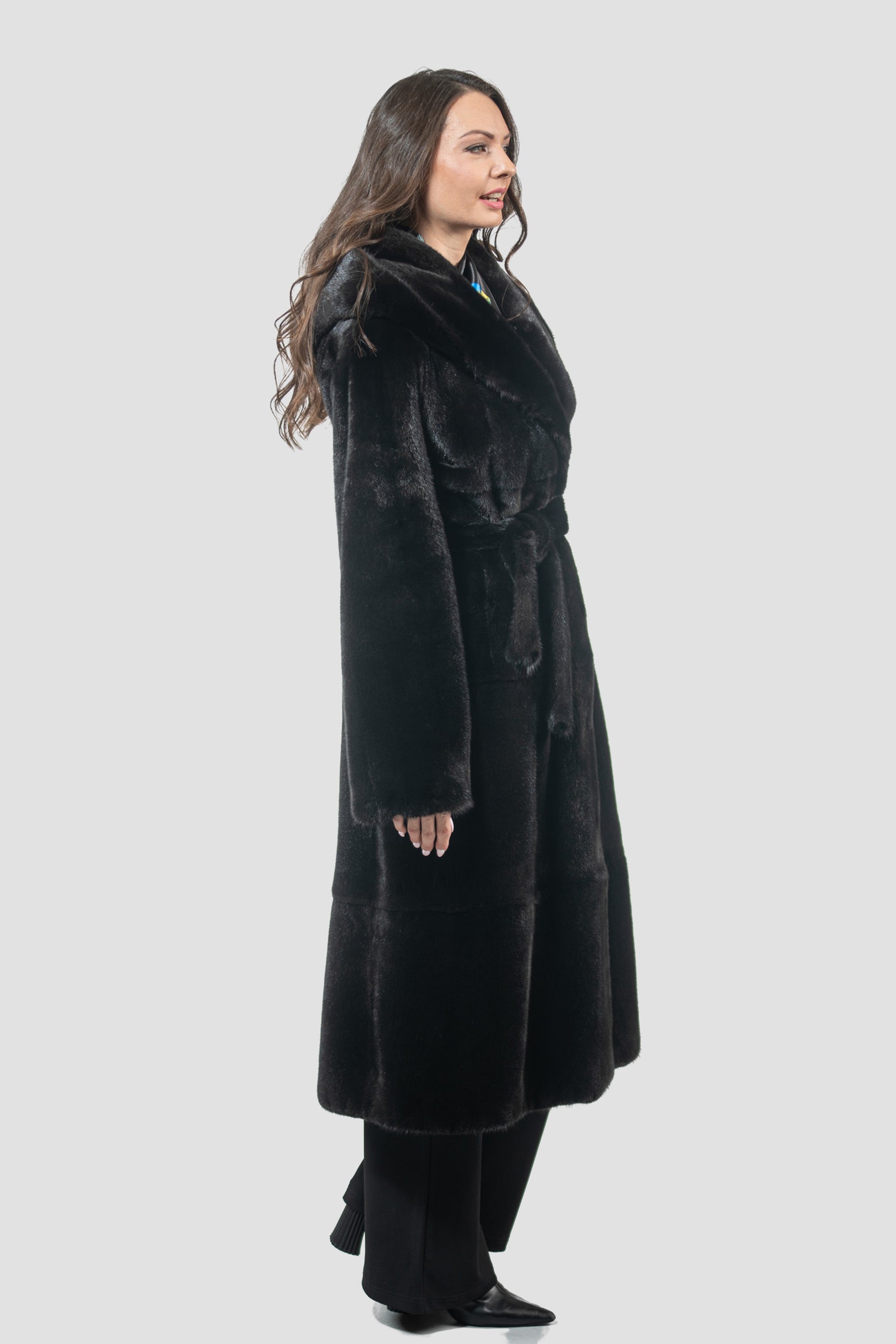 Blackgalama Mink Coat With Attached Hood