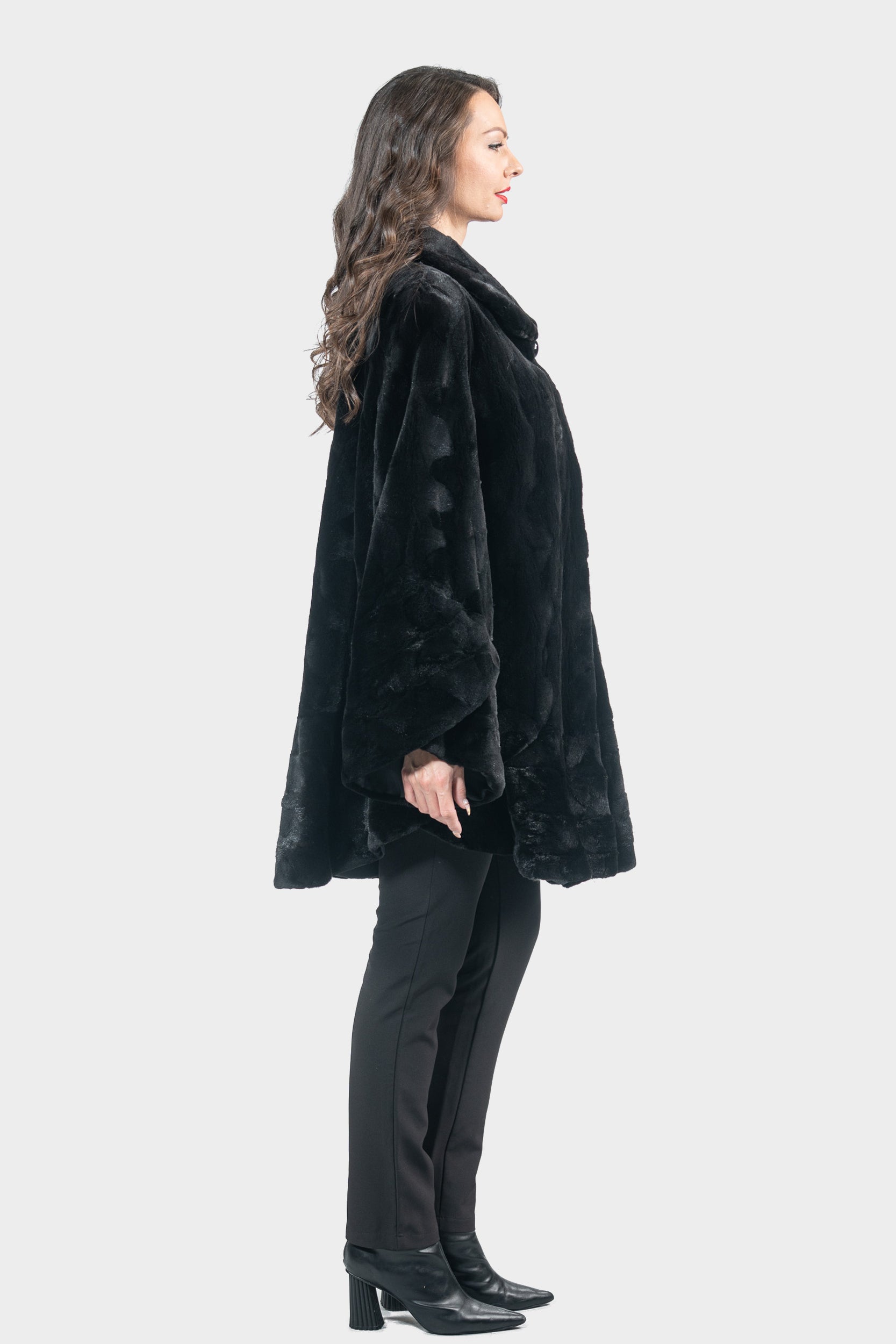 Black Mink Pieced Half Coat