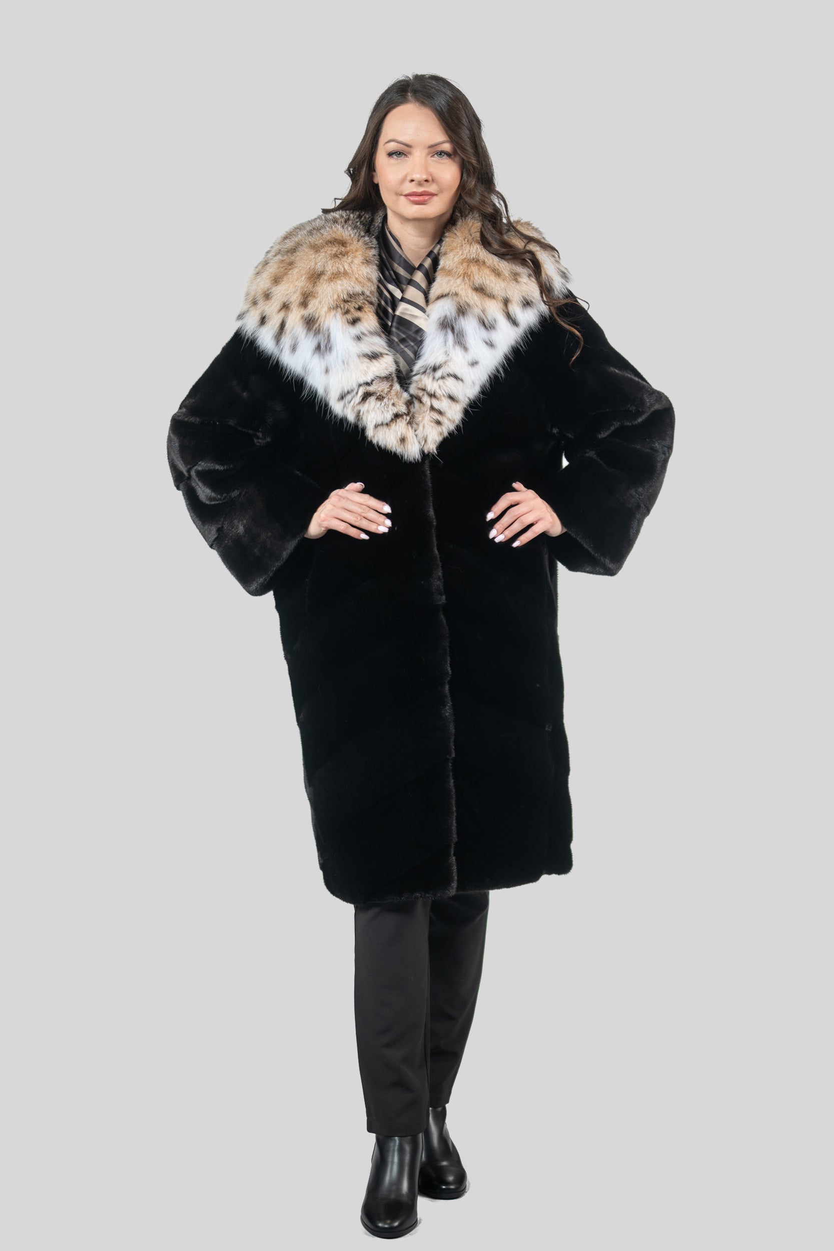 Blackglama Mink Half Coat with Bobcat Hood
