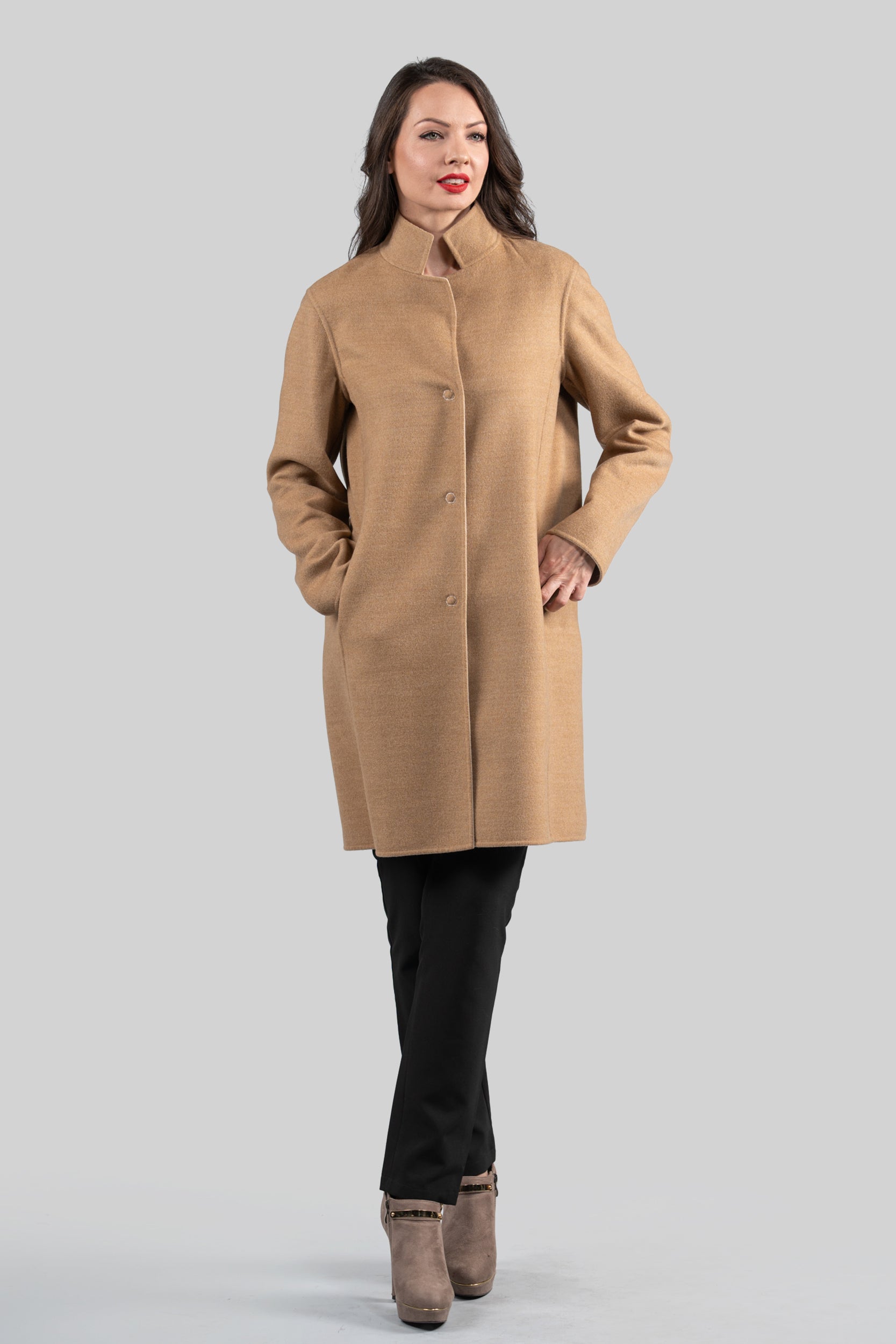 Beige Cashmere Half Coat