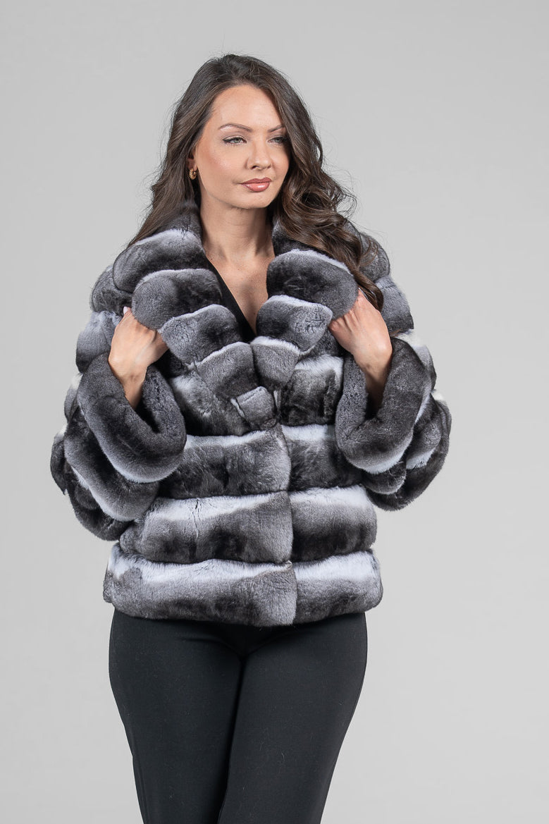 Chinchilla Jacket with Notch Collar