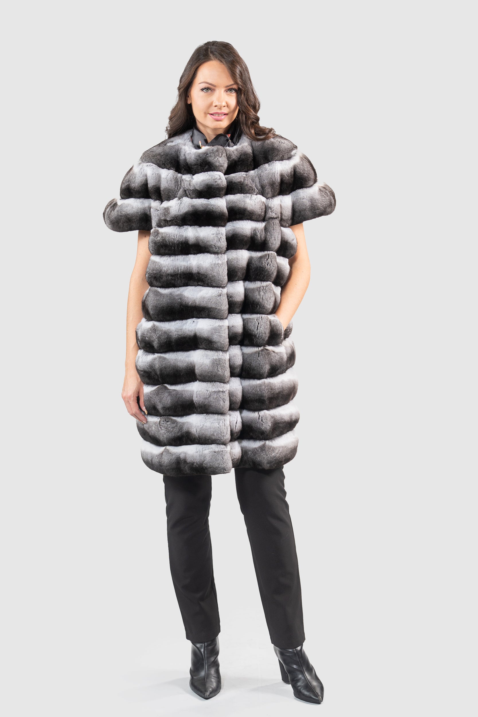 Chinchilla Collarless Vest