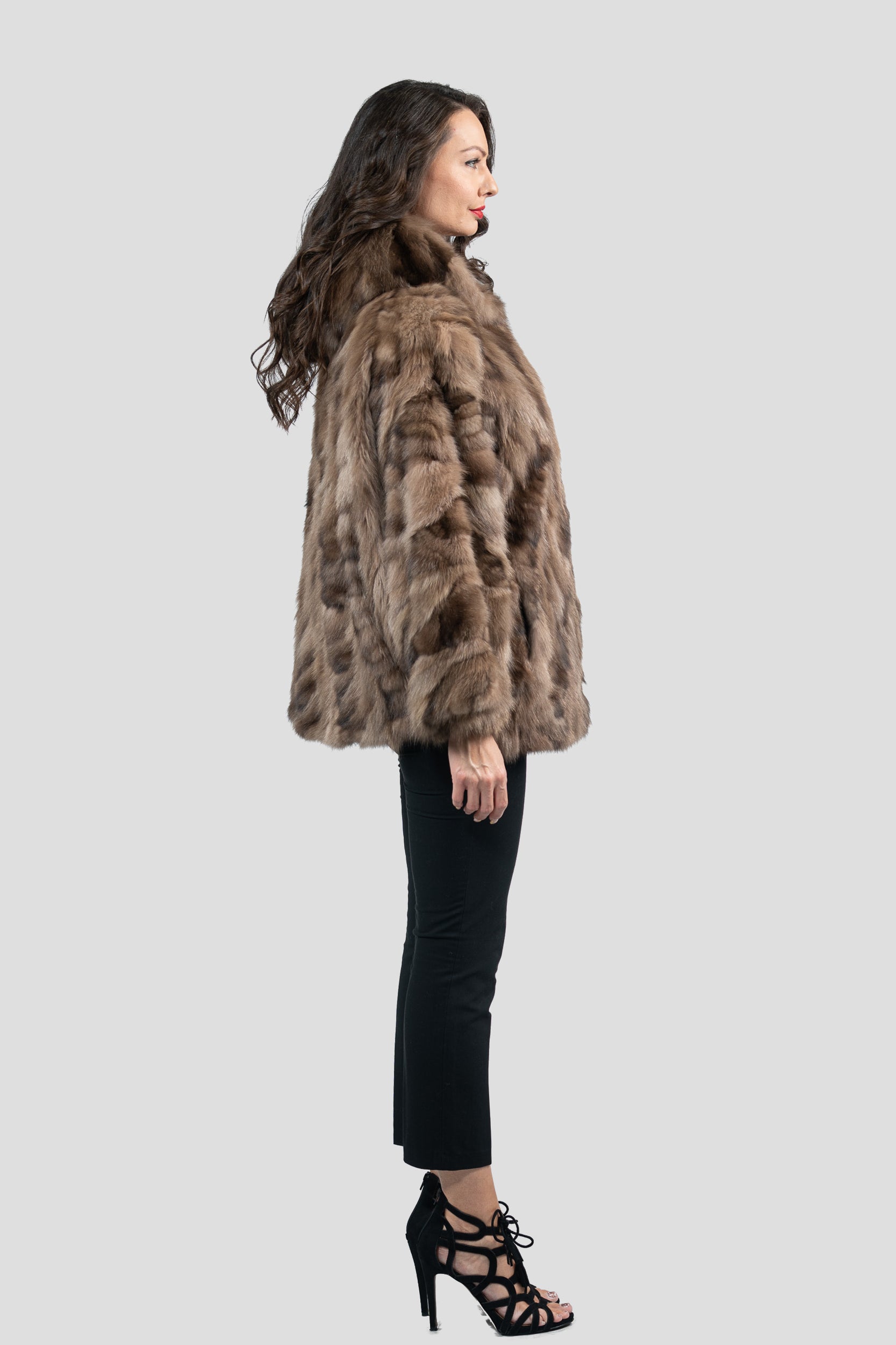 Russian Sable Pieced Hooded Jacket