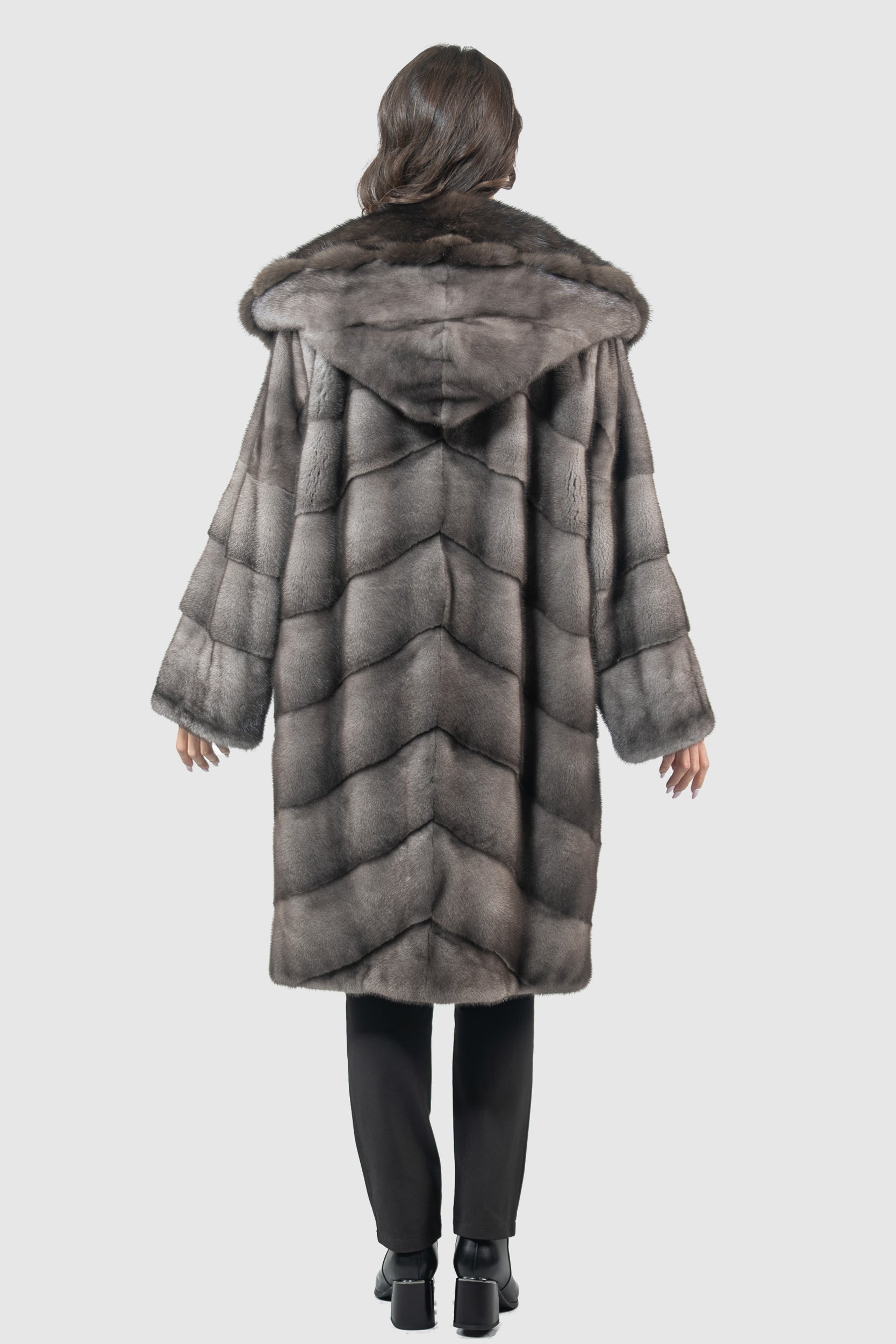 Blue Iris Mink Half Coat with Russian Sable Hood