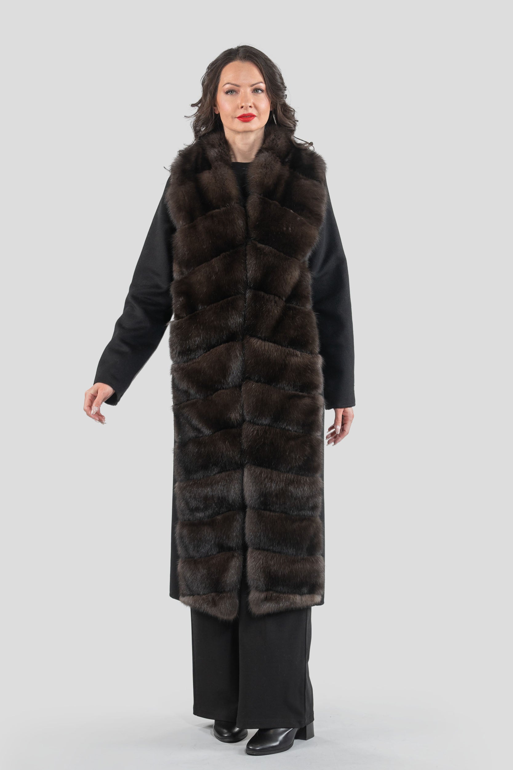 Cashmere Coat with Russian Sable Trim