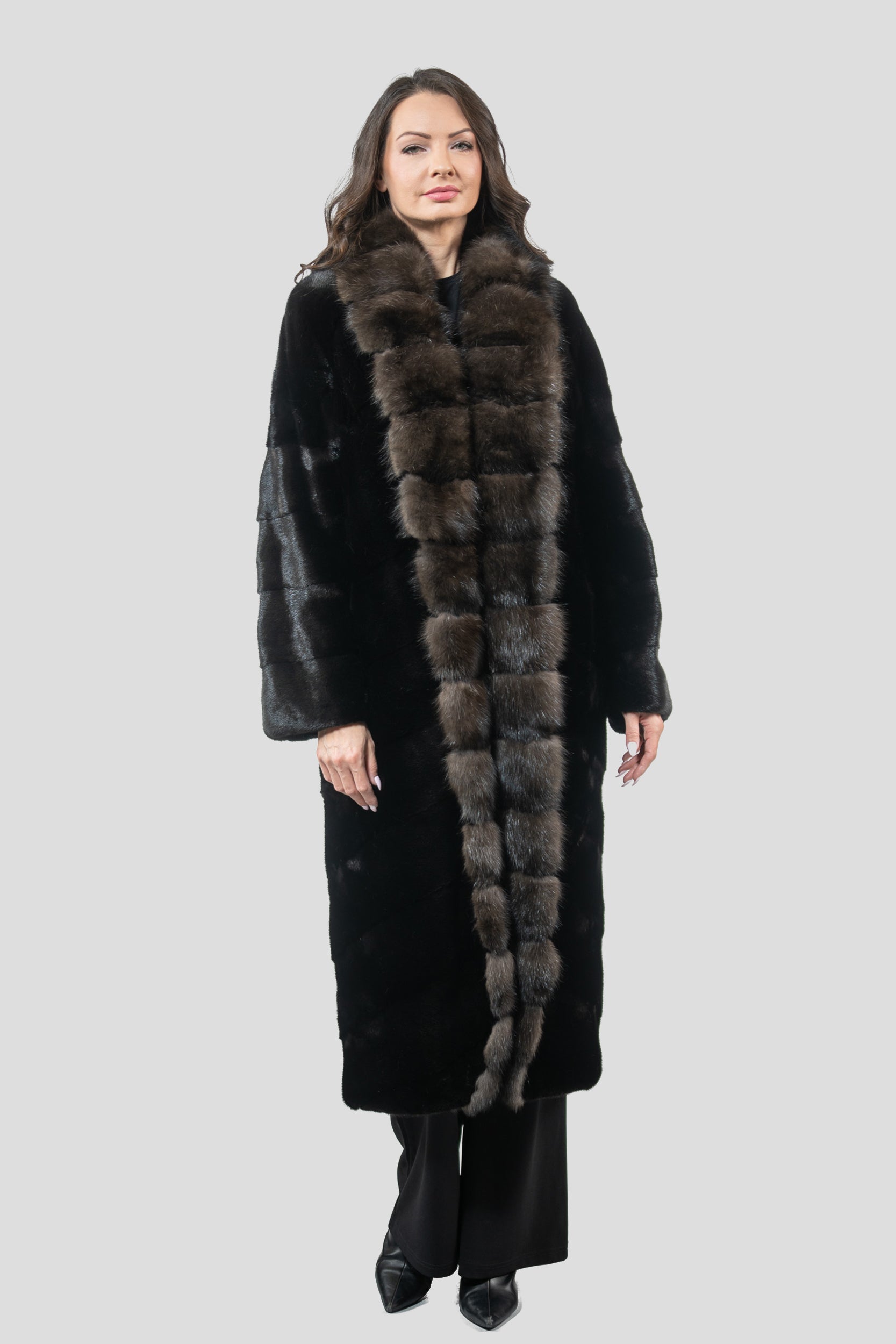 Blackglama Mink Coat With Russian Sable Trim