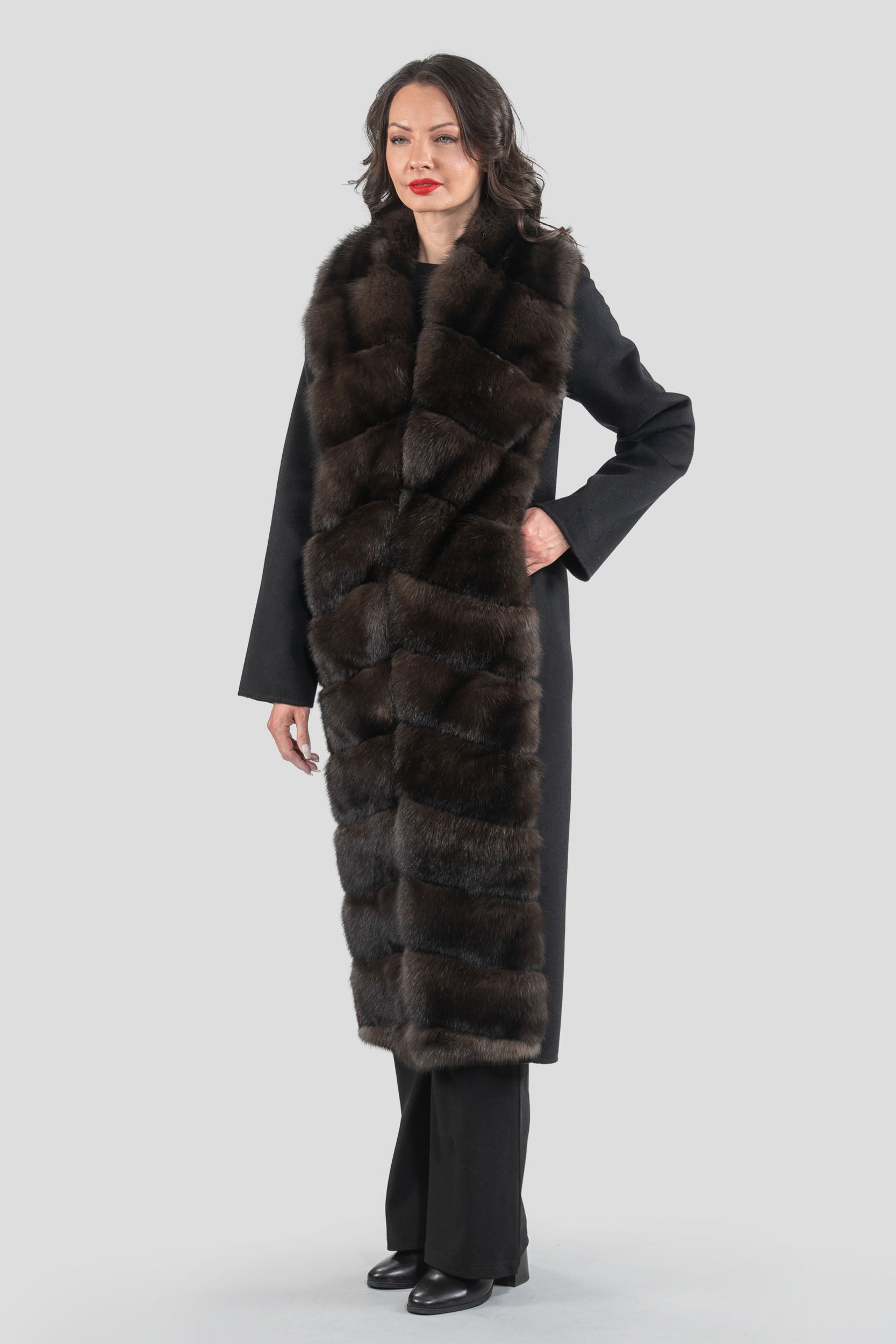 Cashmere Coat with Russian Sable Trim