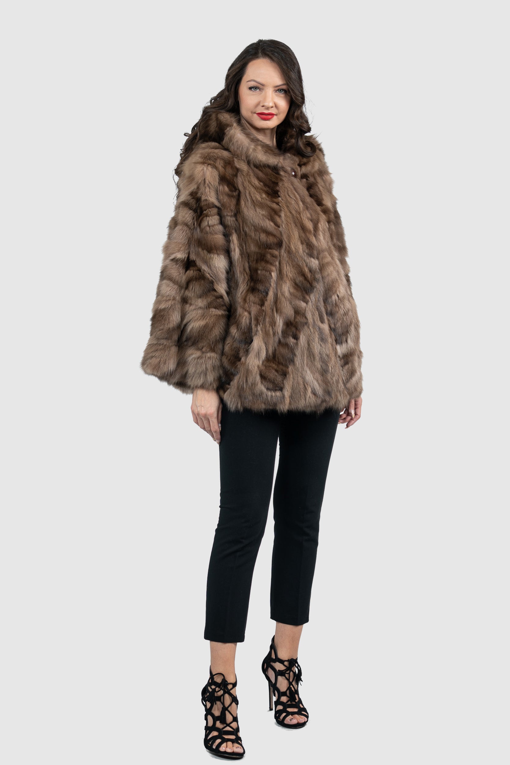 Russian Sable Pieced Hooded Jacket