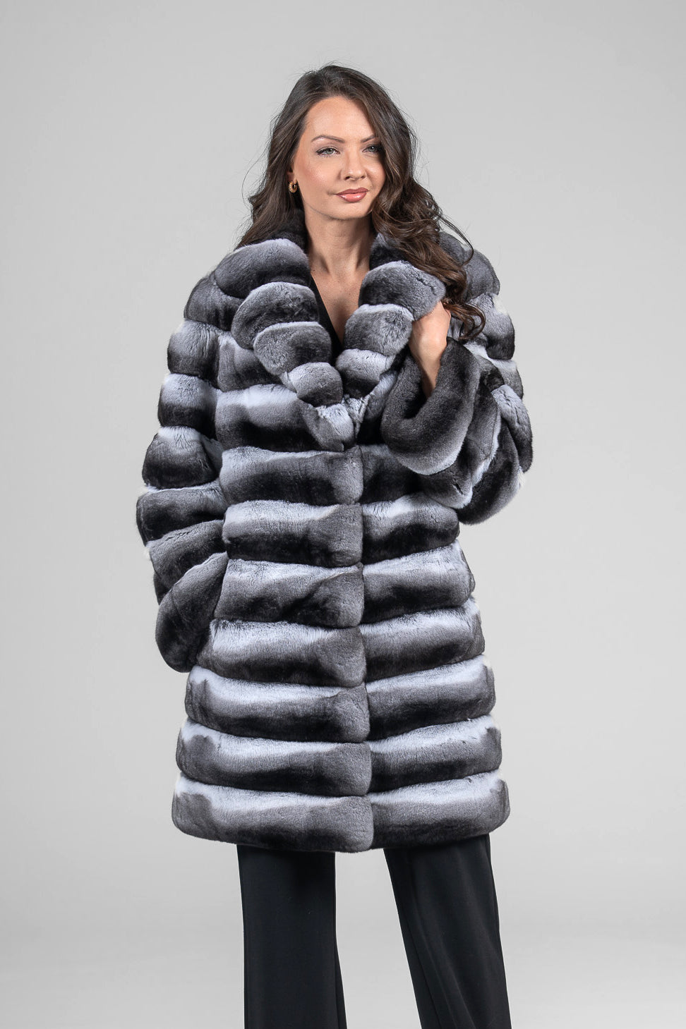 Chinchilla Half Coat with Notch Collar