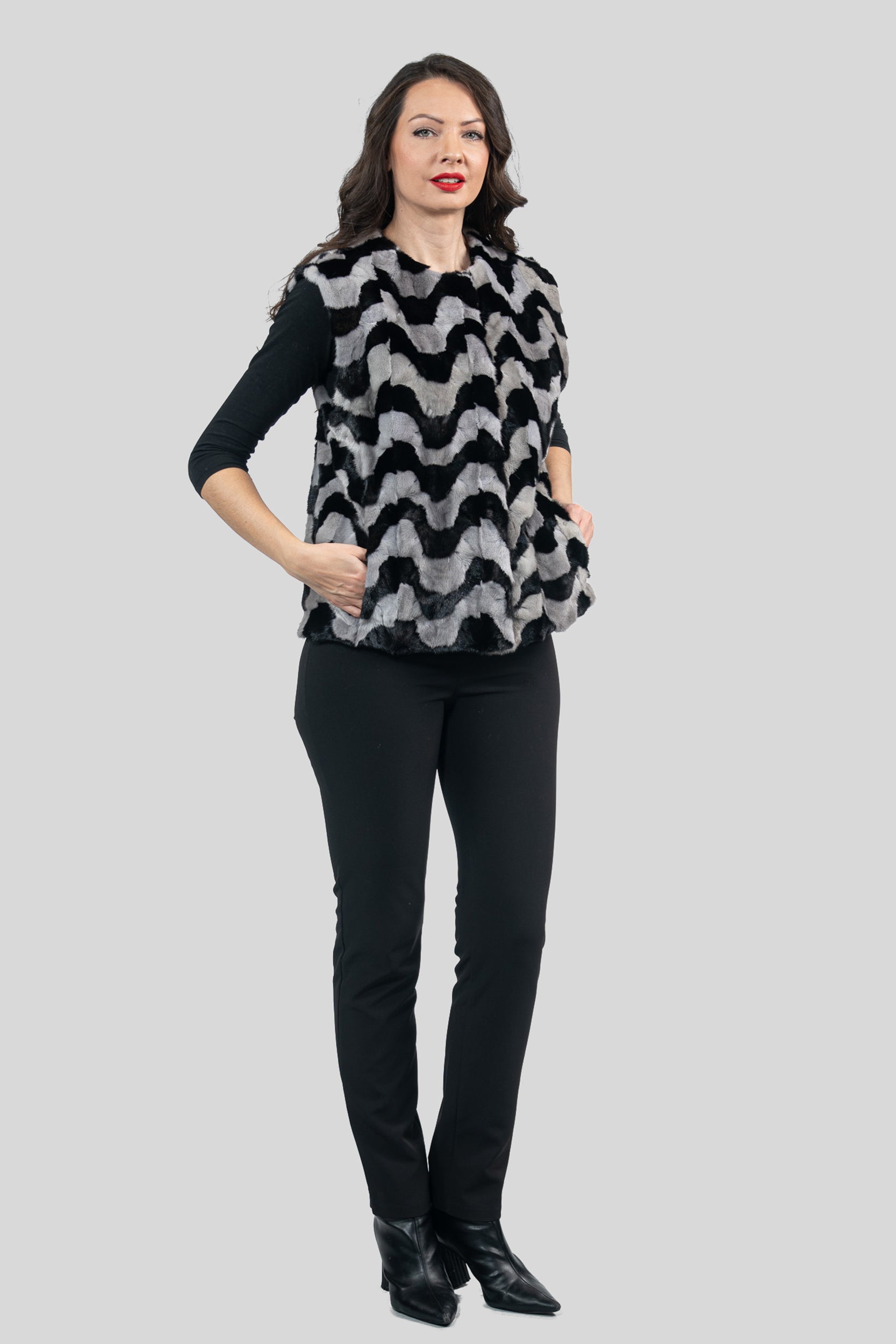 Multicolor Mink Pieced Vest