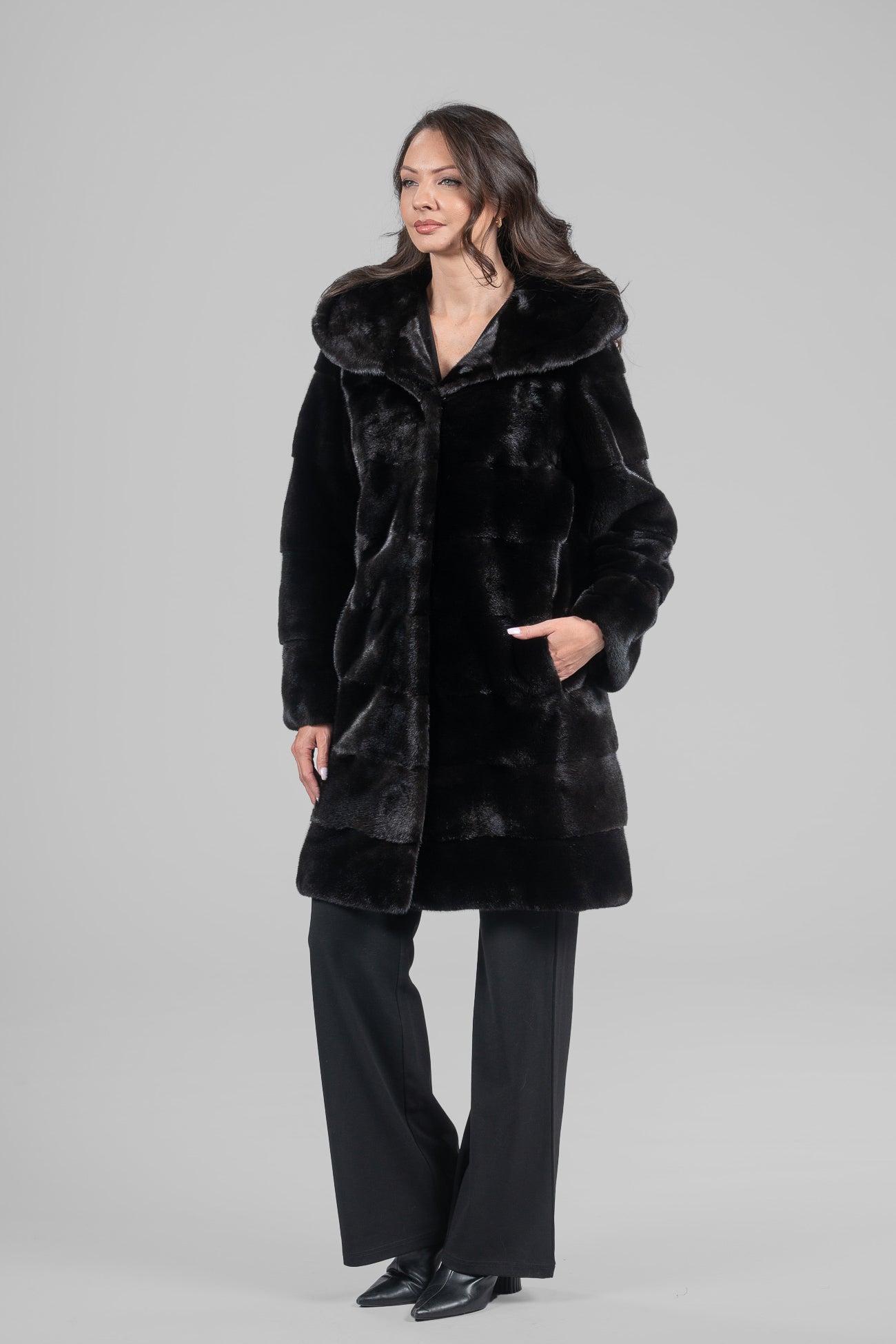 Blackglama Mink Hooded Half Coat