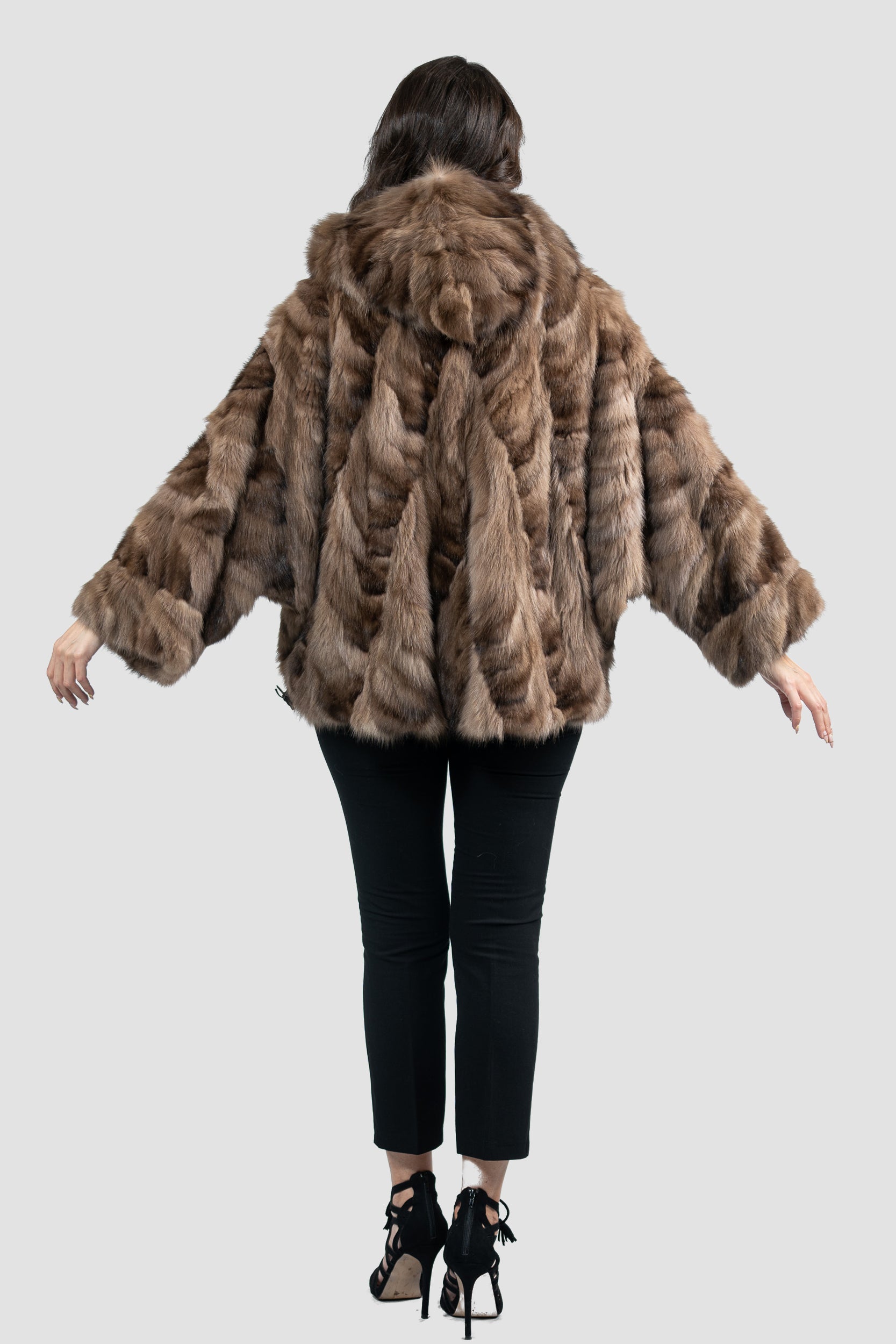 Russian Sable Pieced Hooded Jacket