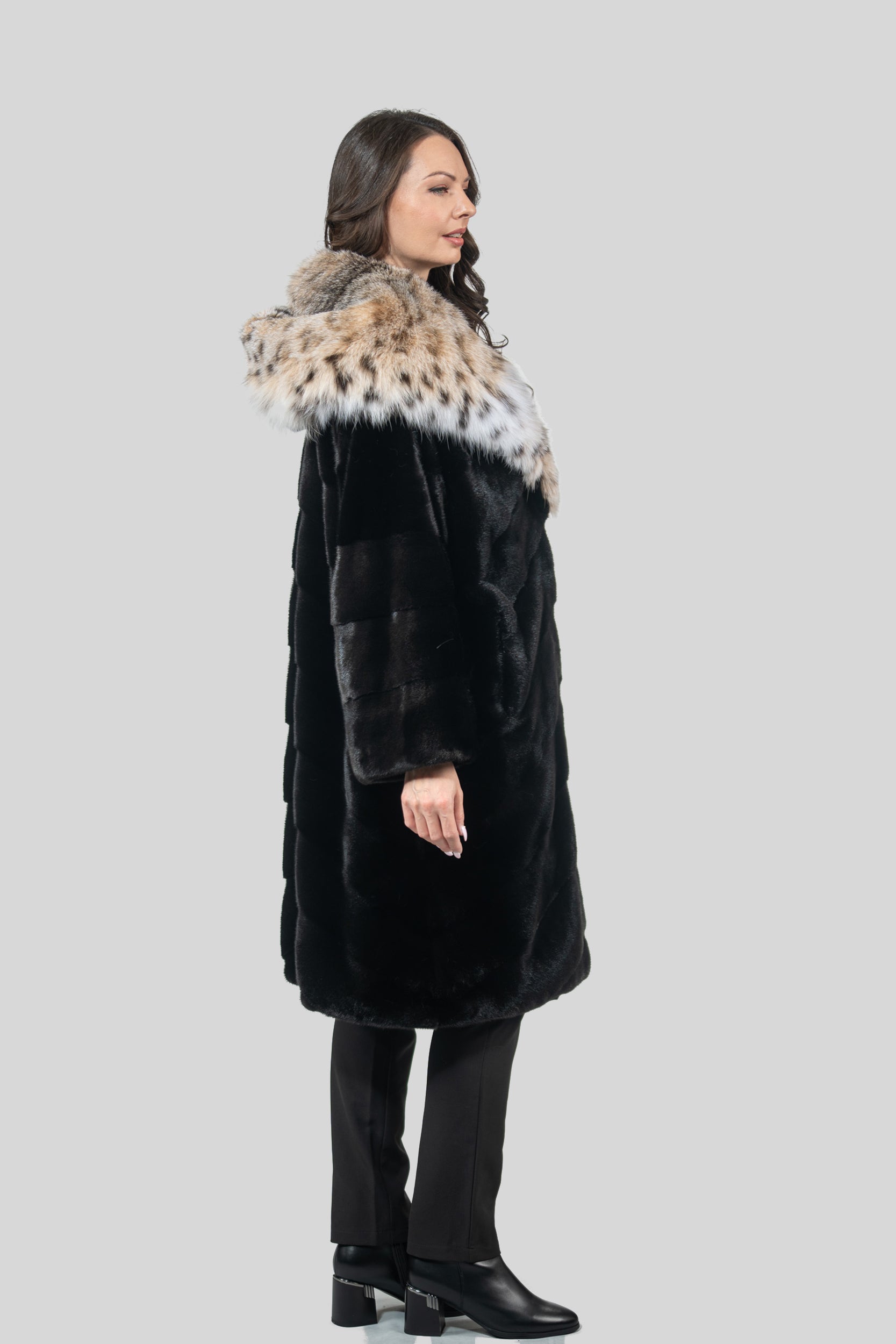 Blackglama Mink Half Coat with Bobcat Hood