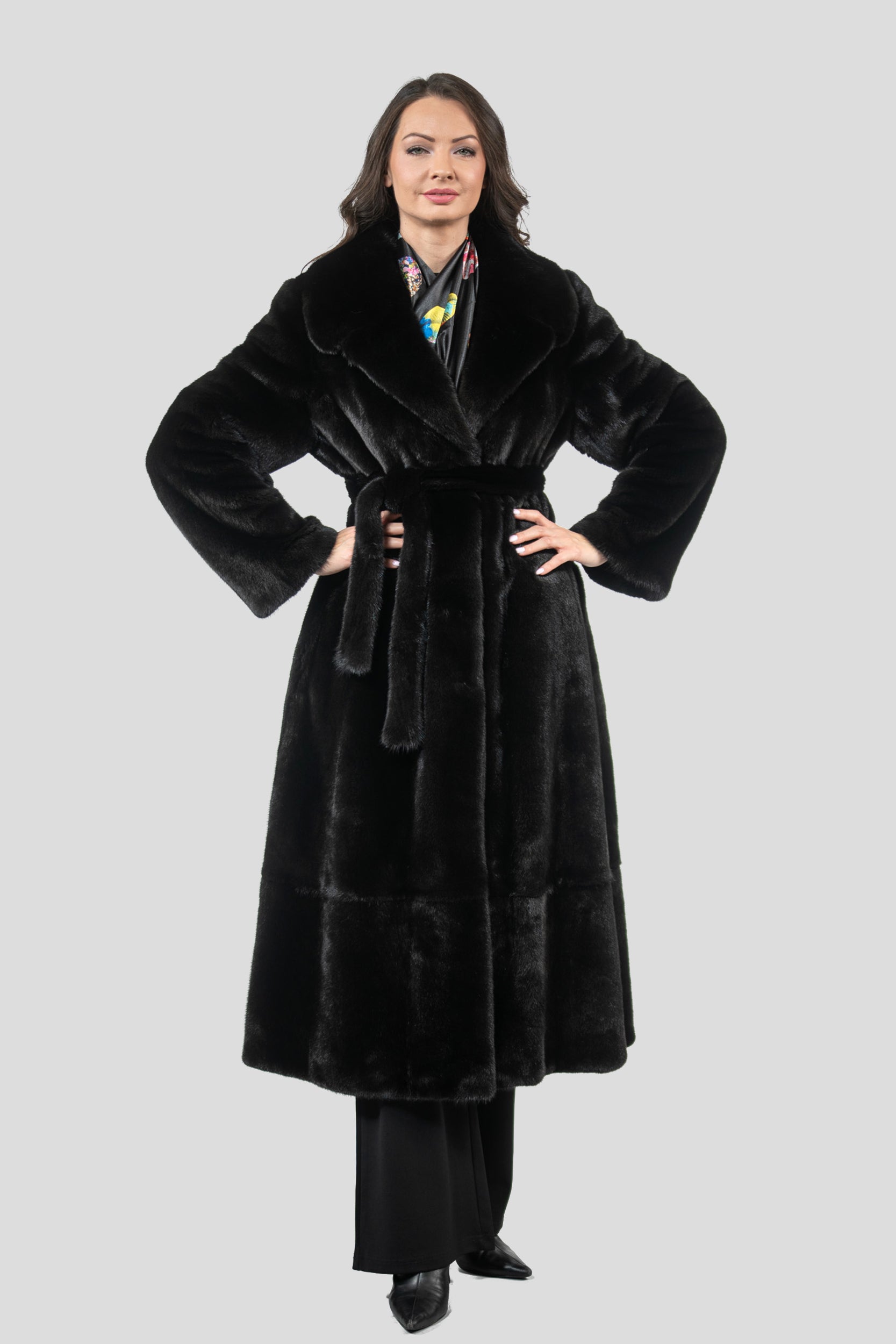 Blackgalama Mink Coat with Notch Collar